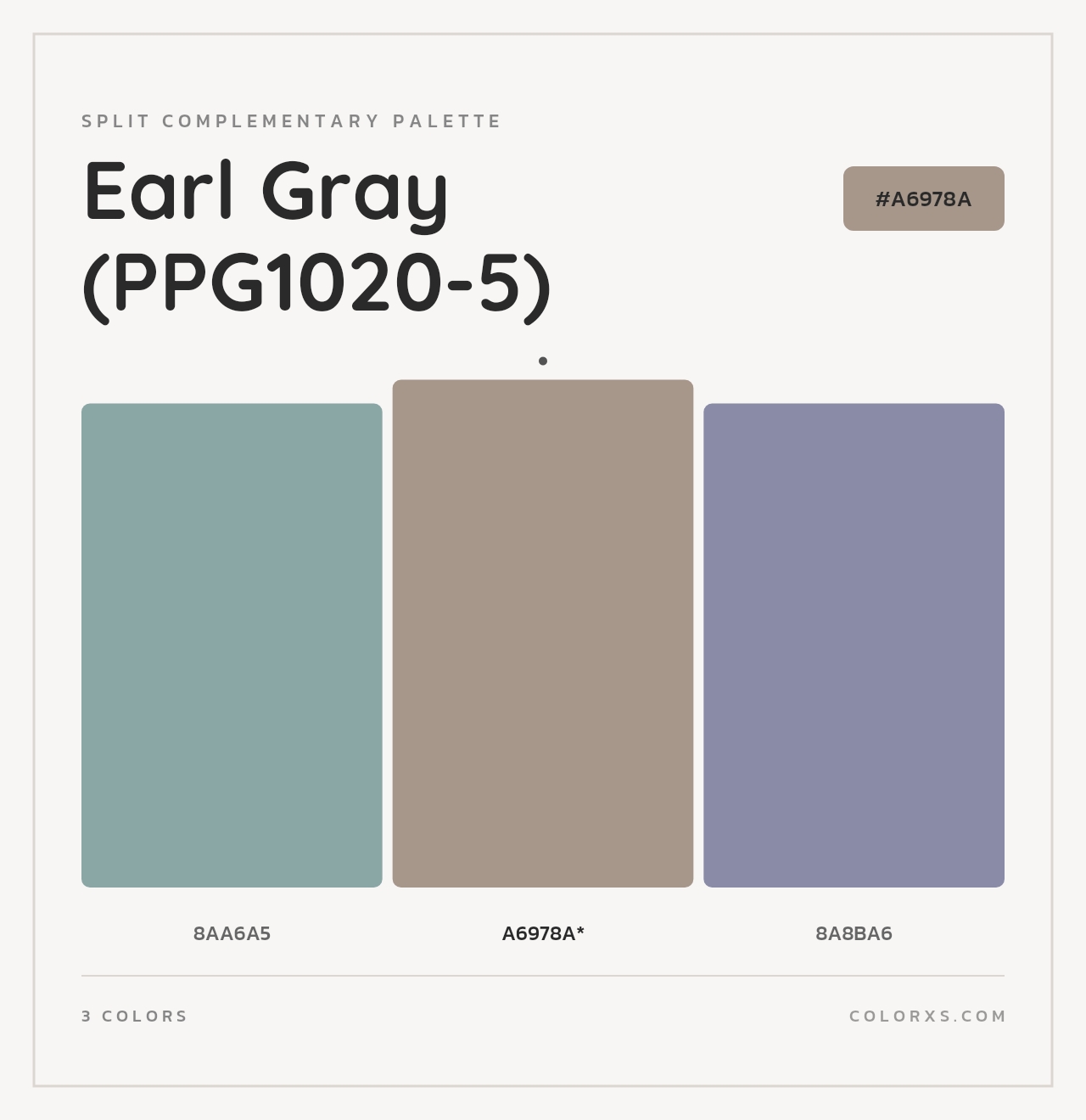 Earl Gray (PPG1020-5) - Split-Complementary Color Palette