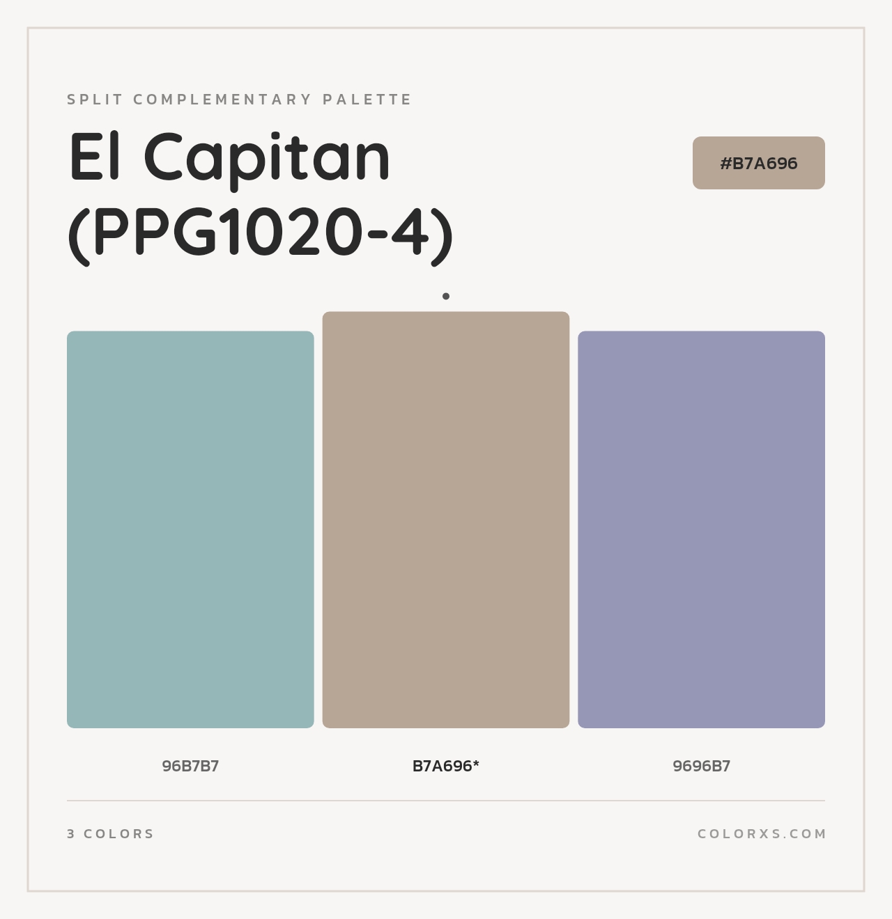 El Capitan (PPG1020-4) - Split-Complementary Color Palette