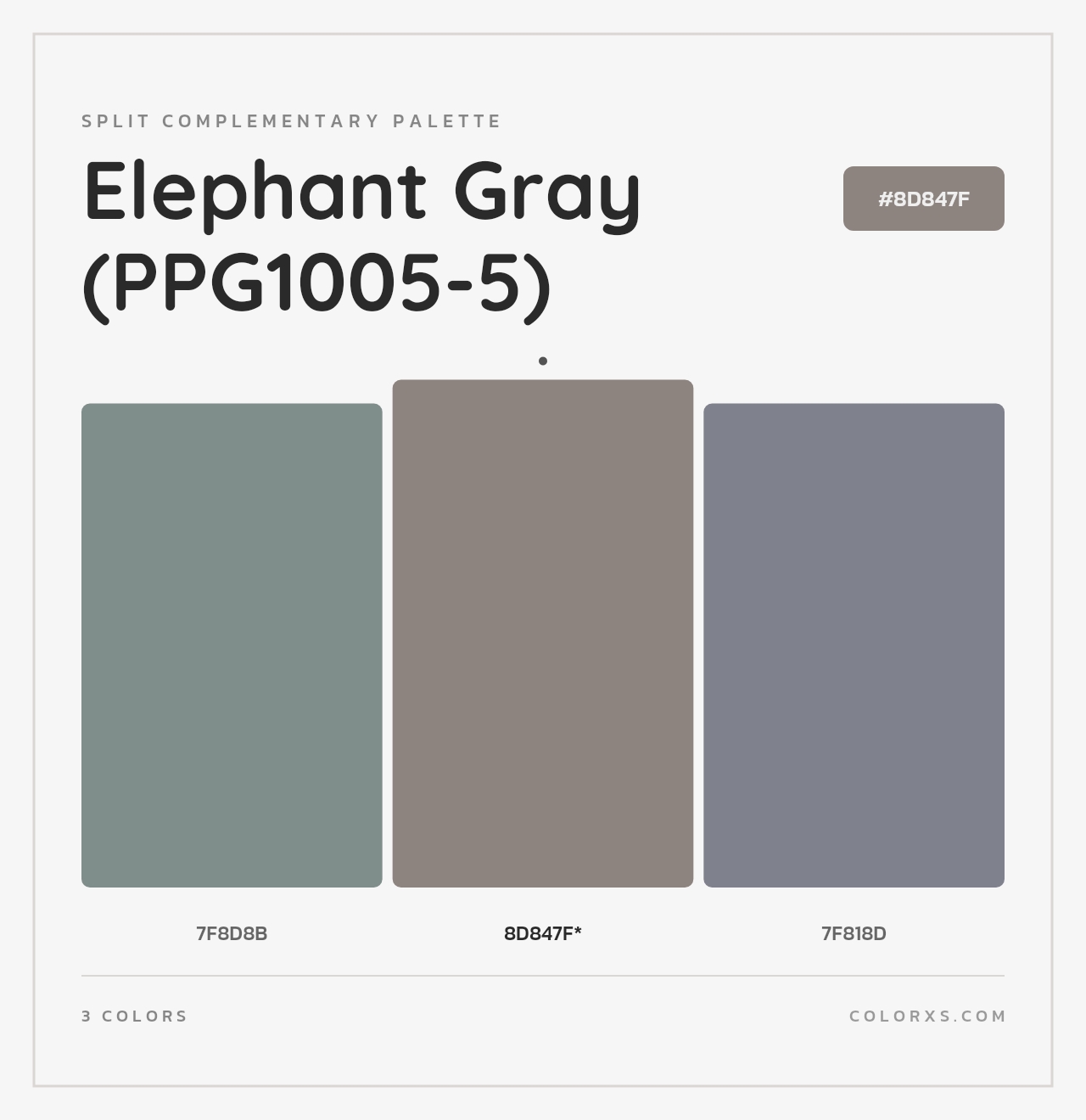 Elephant Gray (PPG1005-5) - Split-Complementary Color Palette