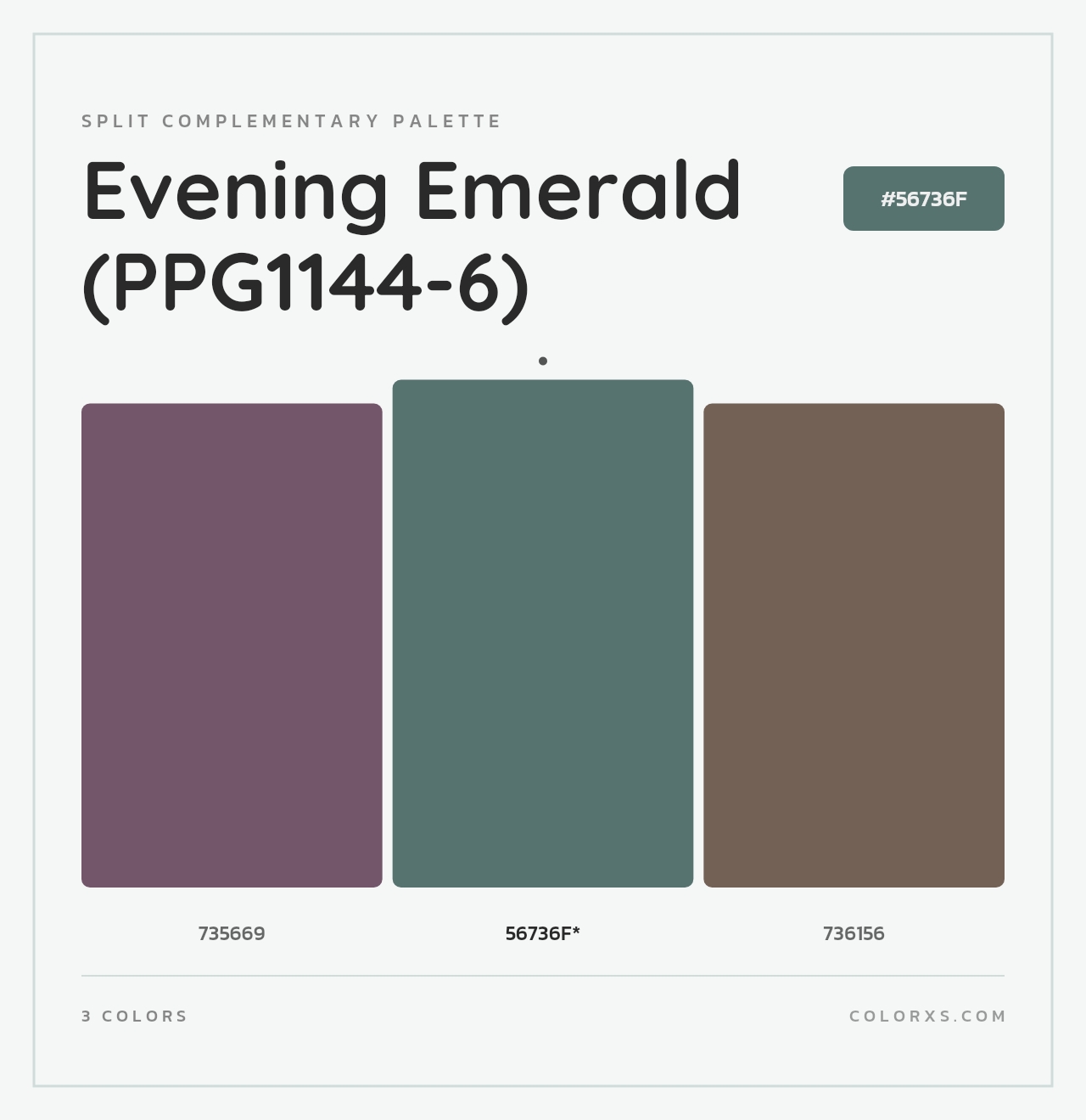 Evening Emerald (PPG1144-6) - Split-Complementary Color Palette