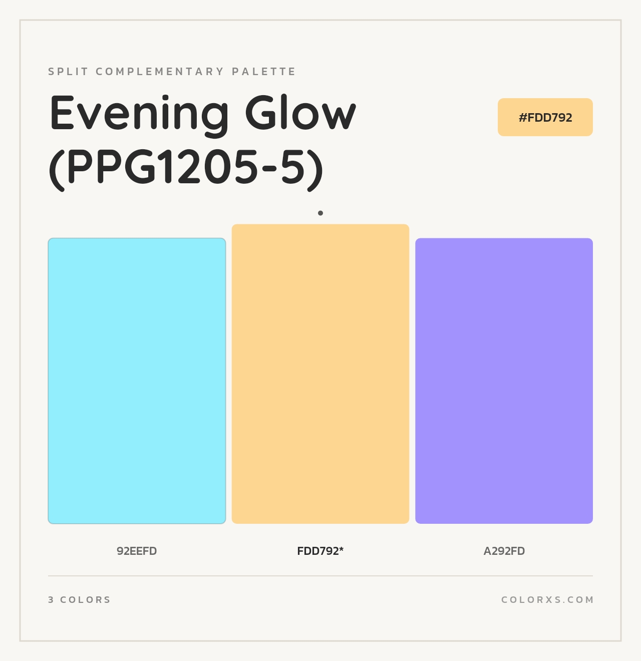 Evening Glow (PPG1205-5) - Split-Complementary Color Palette