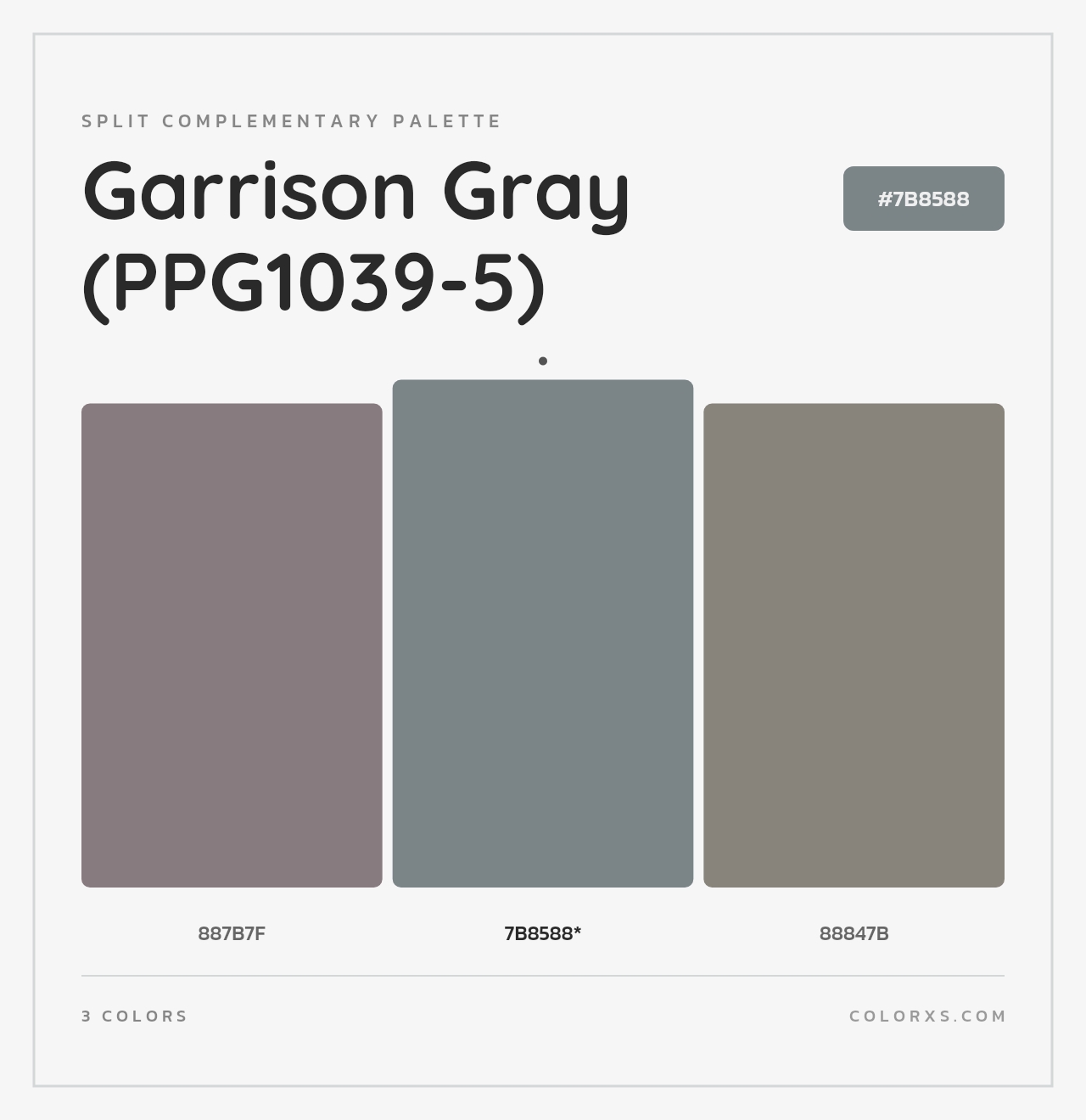 Garrison Gray (PPG1039-5) - Split-Complementary Color Palette