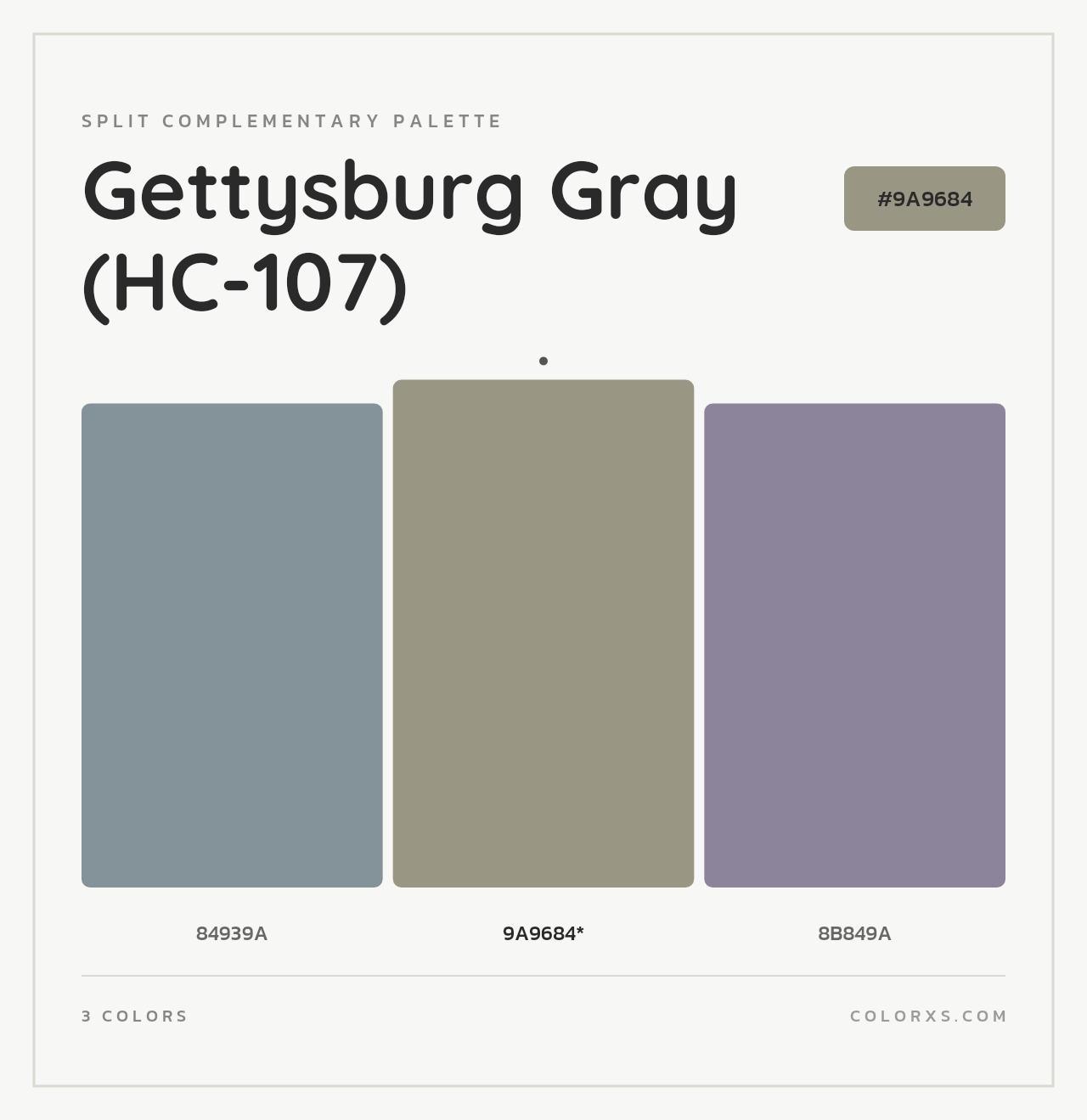 Gettysburg Gray (HC-107) - Split-Complementary Color Palette