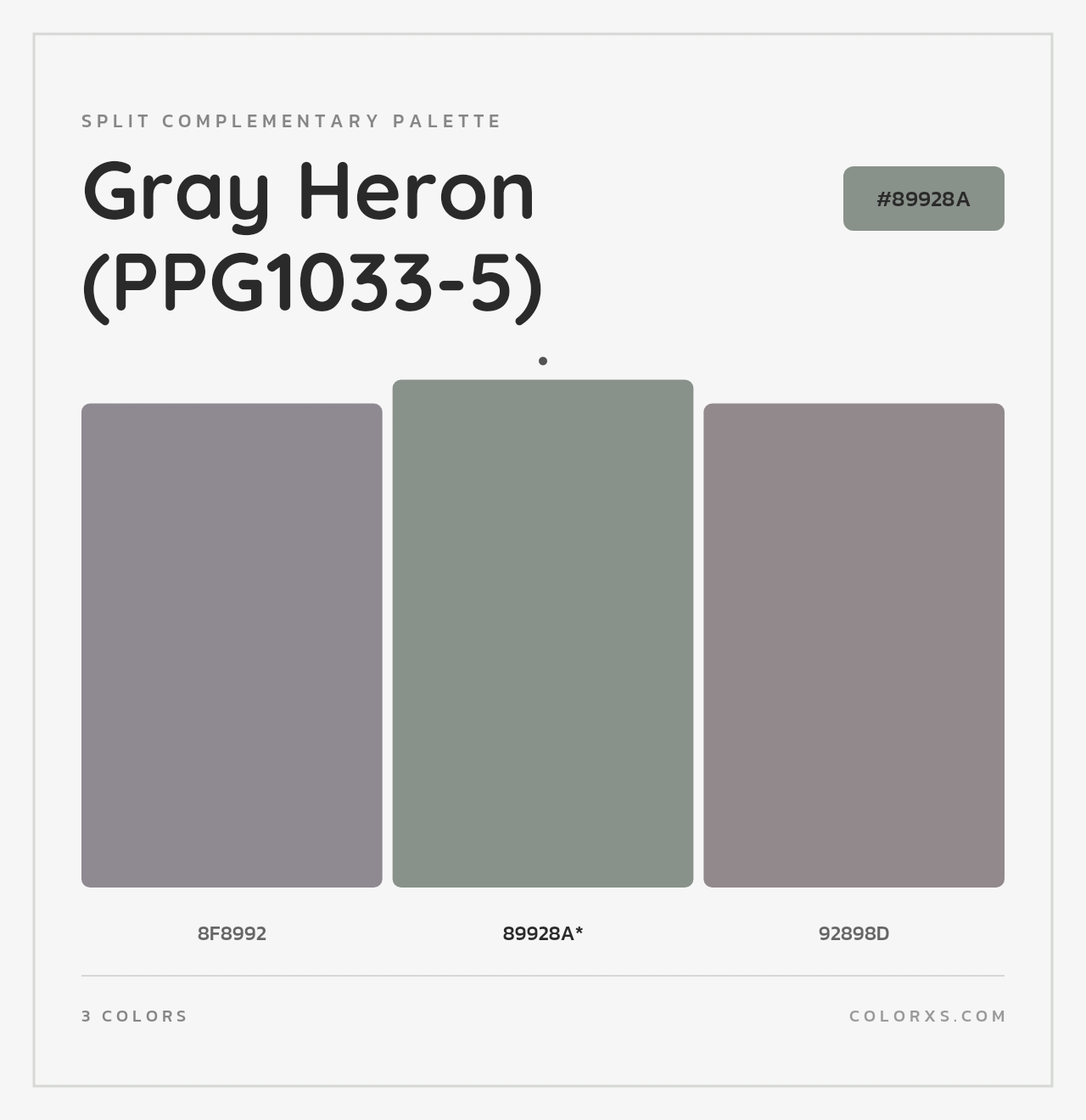 Gray Heron (PPG1033-5) - Split-Complementary Color Palette