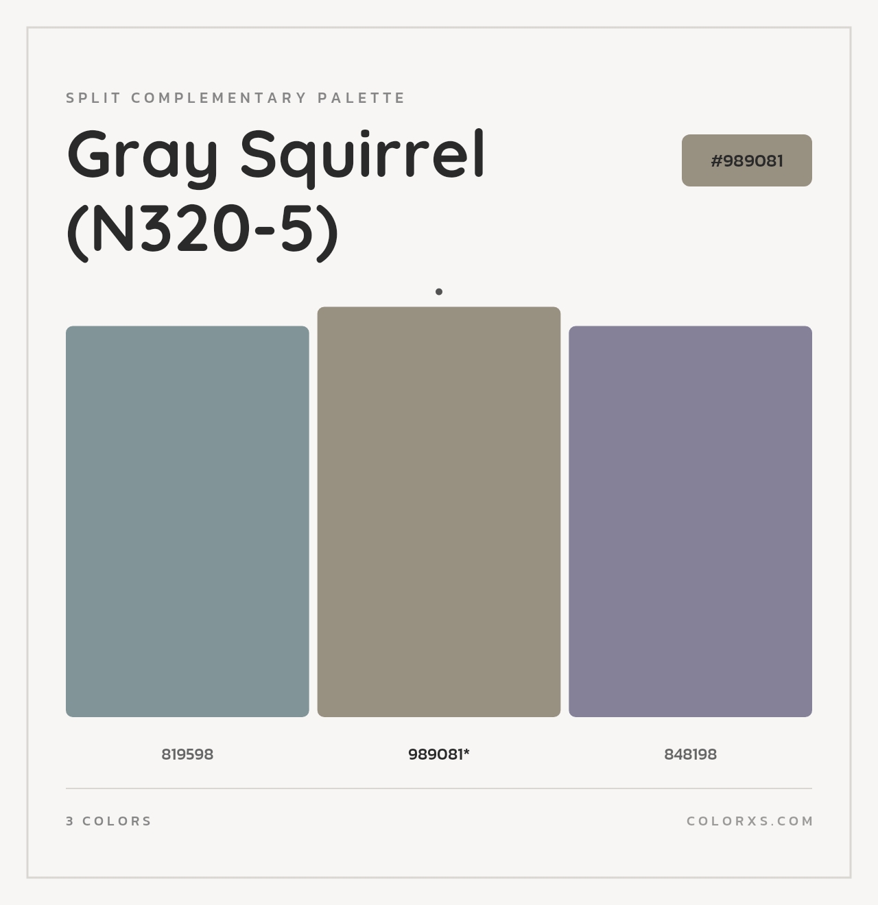 Gray Squirrel (N320-5) - Split-Complementary Color Palette