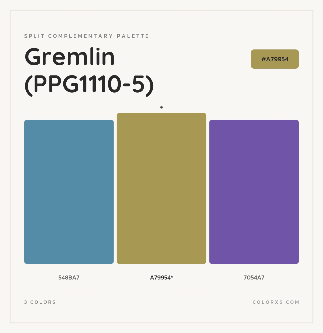 Gremlin (PPG1110-5) - Split-Complementary Color Palette
