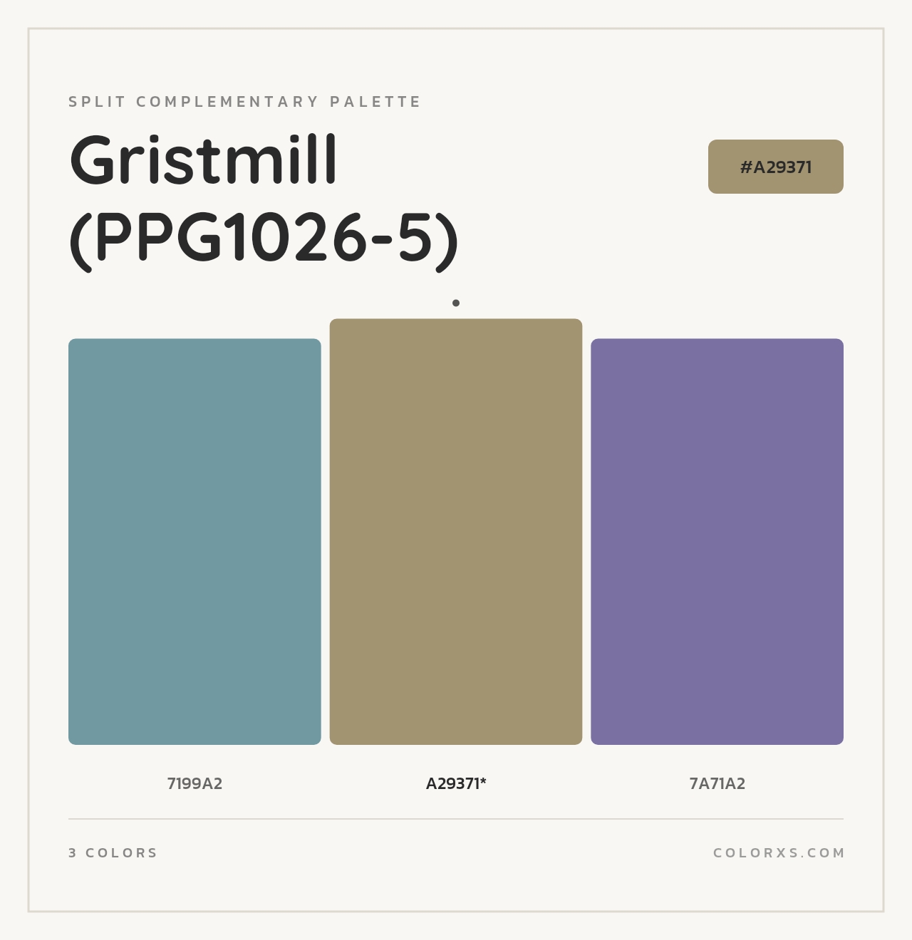 Gristmill (PPG1026-5) - Split-Complementary Color Palette