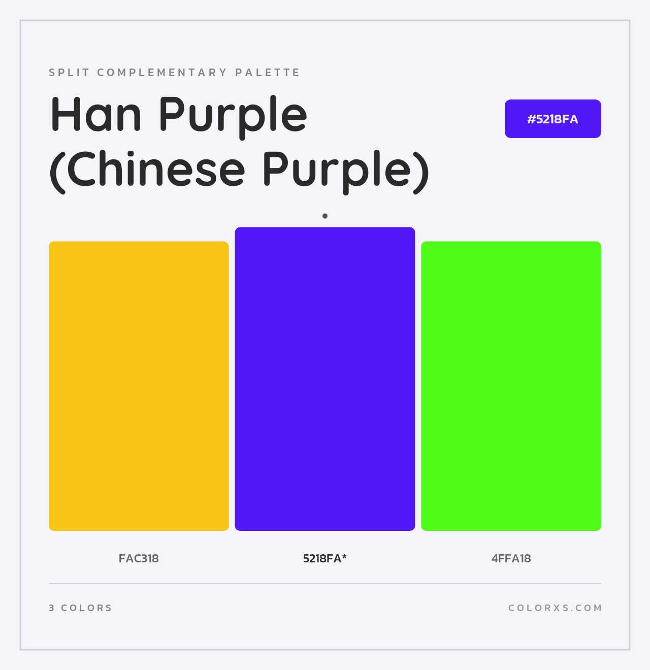 Han Purple (Chinese Purple) - Split-Complementary Color Palette