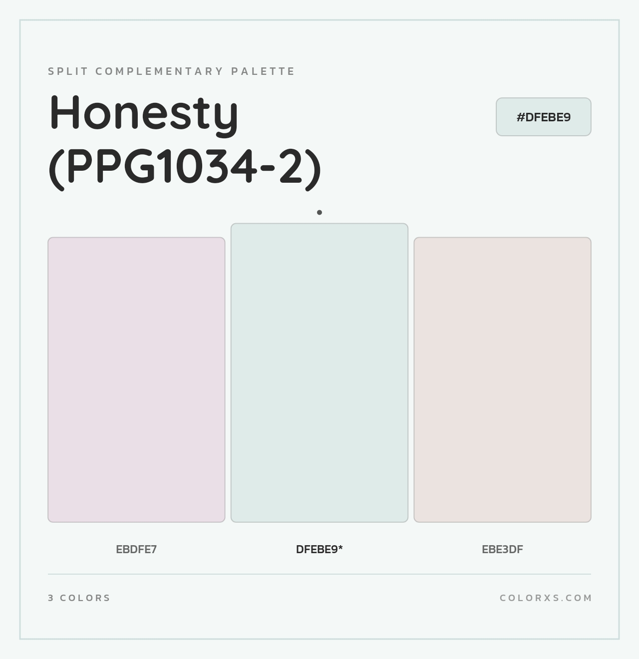 Honesty (PPG1034-2) - Split-Complementary Color Palette