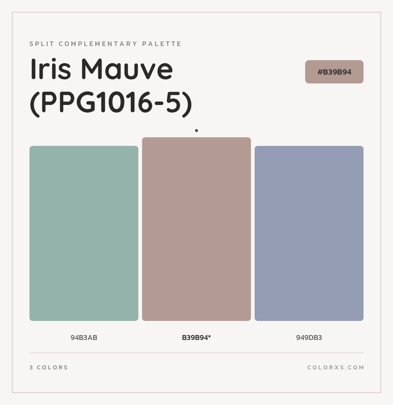 Iris Mauve (PPG1016-5) - Split-Complementary Color Palette