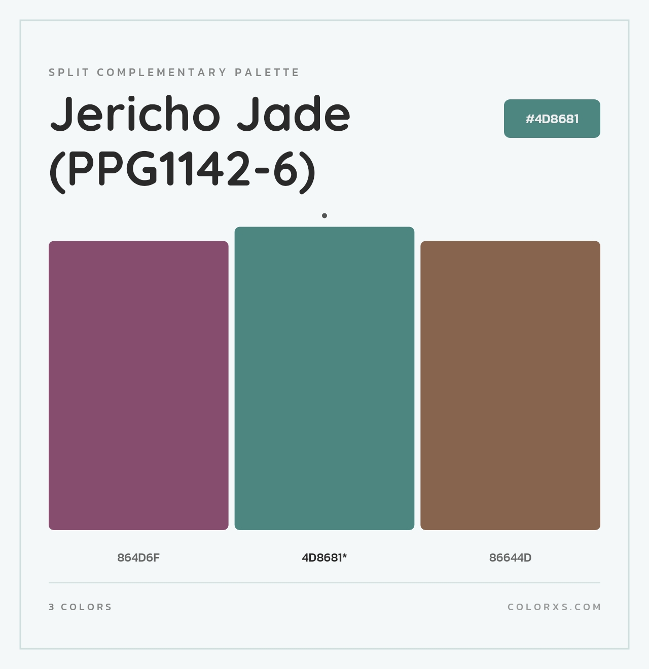 Jericho Jade (PPG1142-6) - Split-Complementary Color Palette