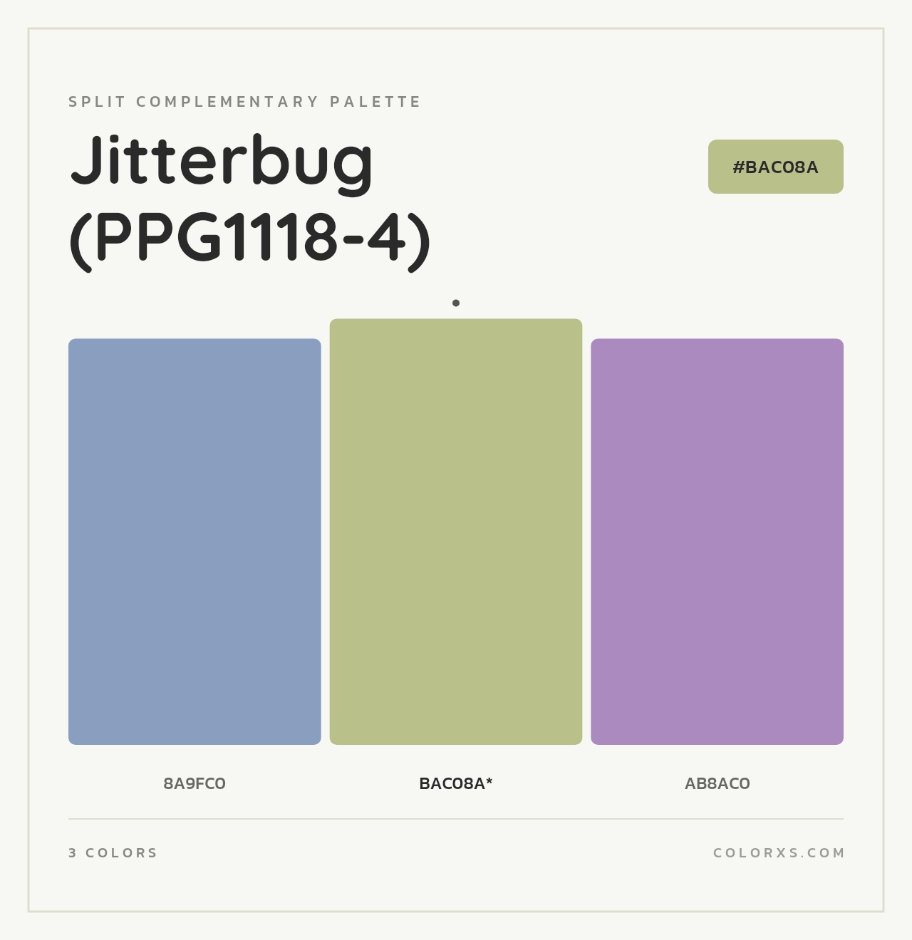 Jitterbug (PPG1118-4) - Split-Complementary Color Palette