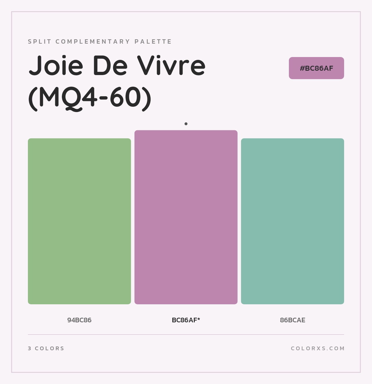 Joie De Vivre (MQ4-60) - Split-Complementary Color Palette