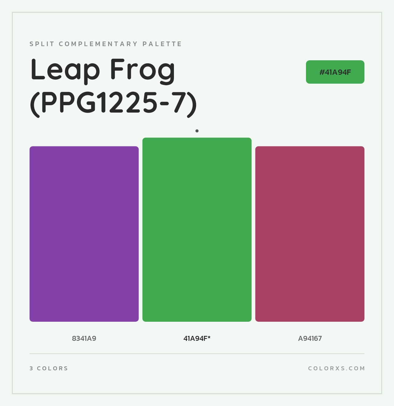 Leap Frog (PPG1225-7) - Split-Complementary Color Palette