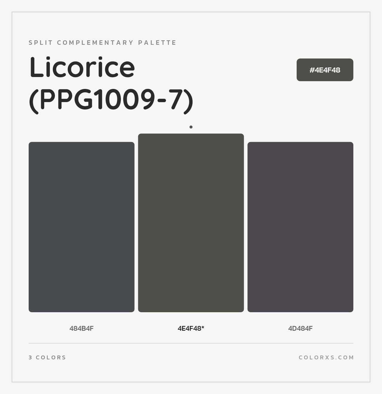 Licorice (PPG1009-7) - Split-Complementary Color Palette