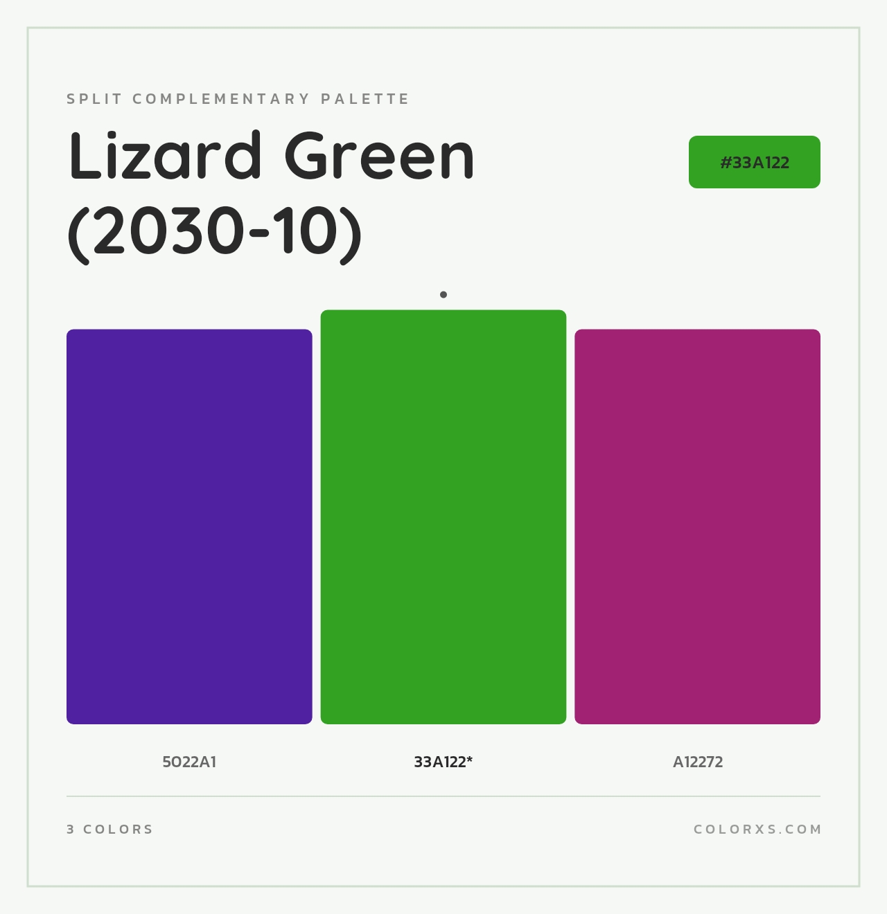 Lizard Green (2030-10) - Split-Complementary Color Palette