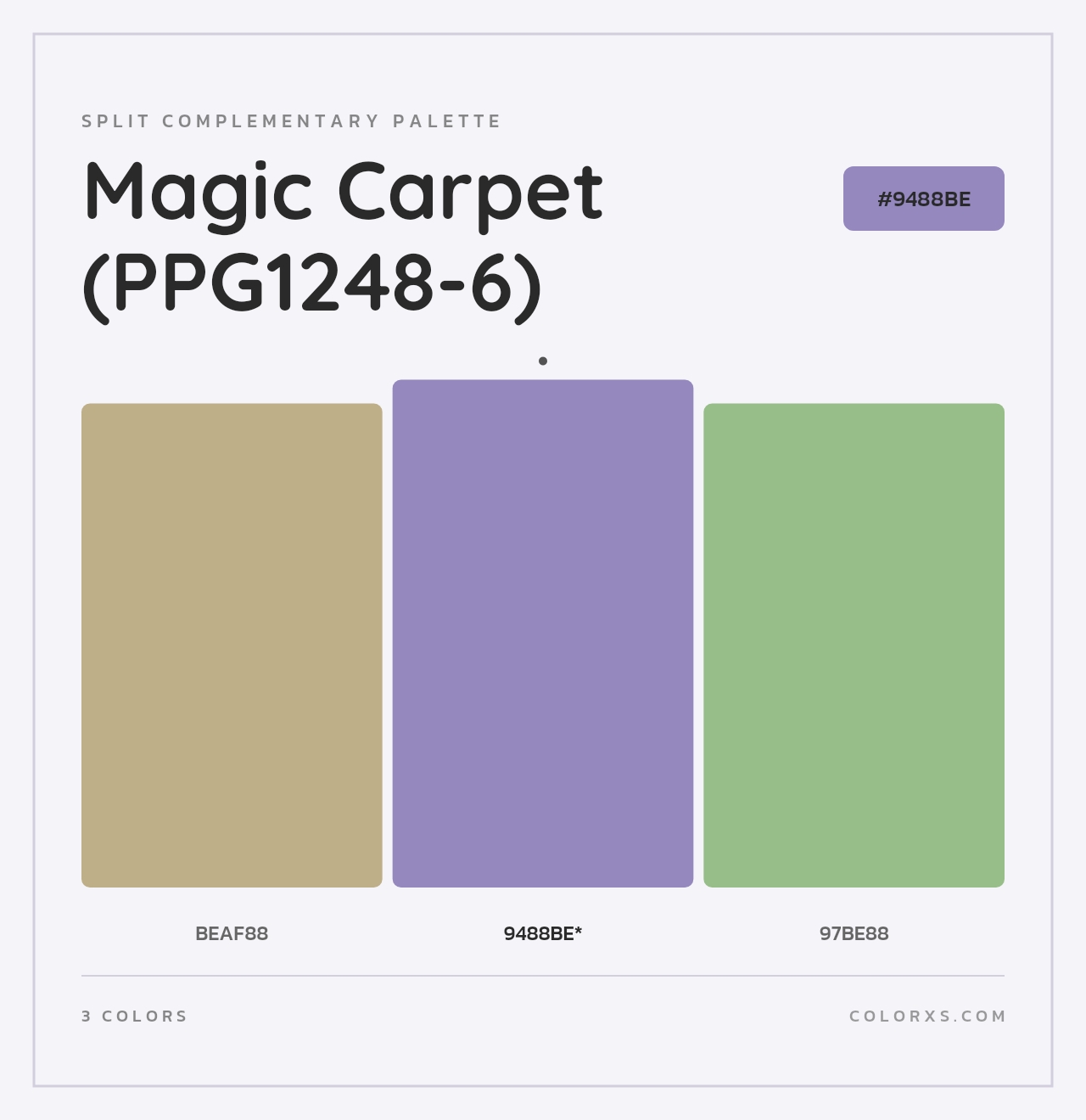 Magic Carpet (PPG1248-6) - Split-Complementary Color Palette