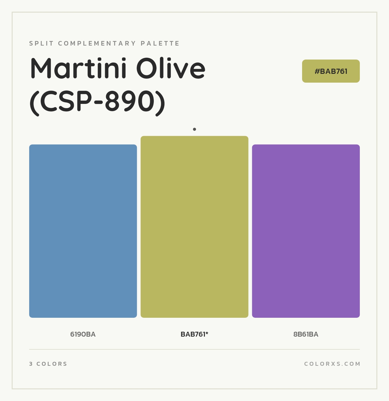 Martini Olive (CSP-890) - Split-Complementary Color Palette