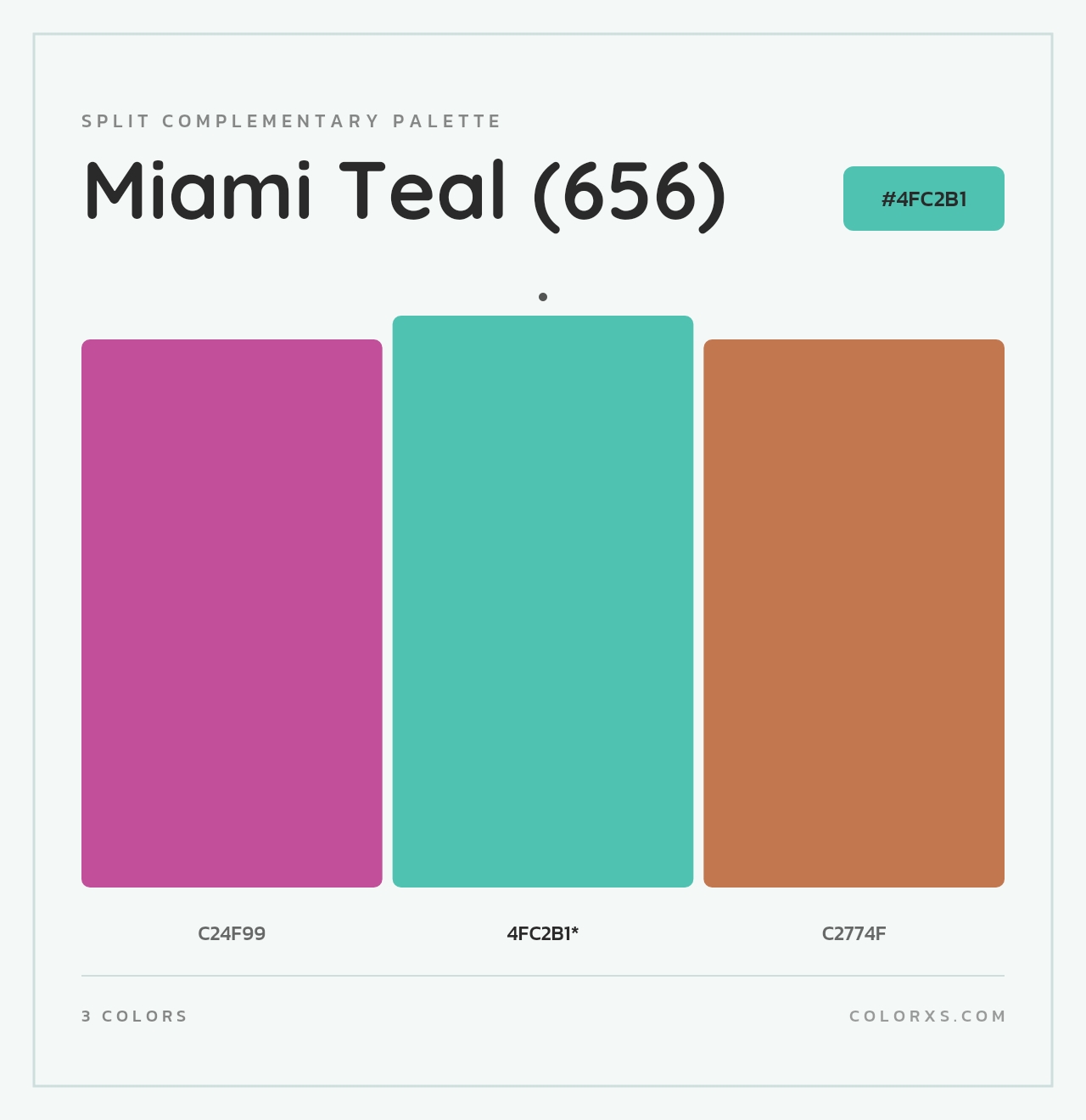 Miami Teal (656) - Split-Complementary Color Palette