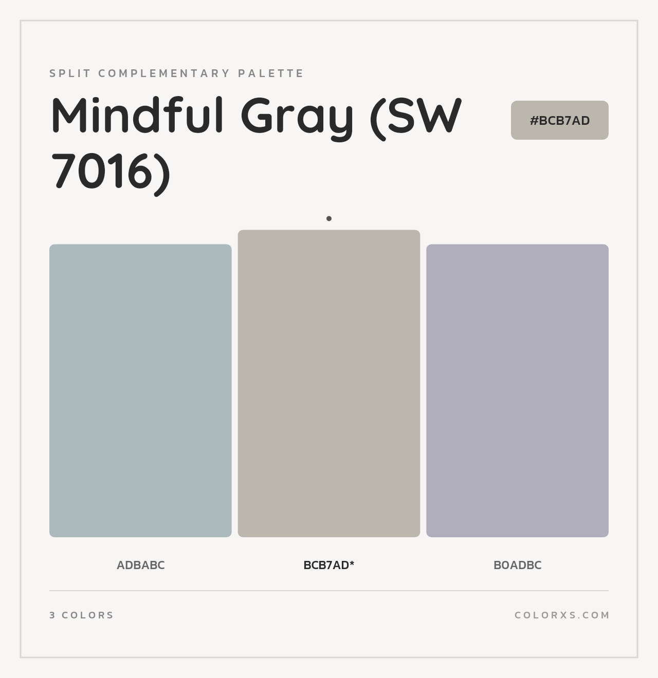 Mindful Gray (SW 7016) - Split-Complementary Color Palette