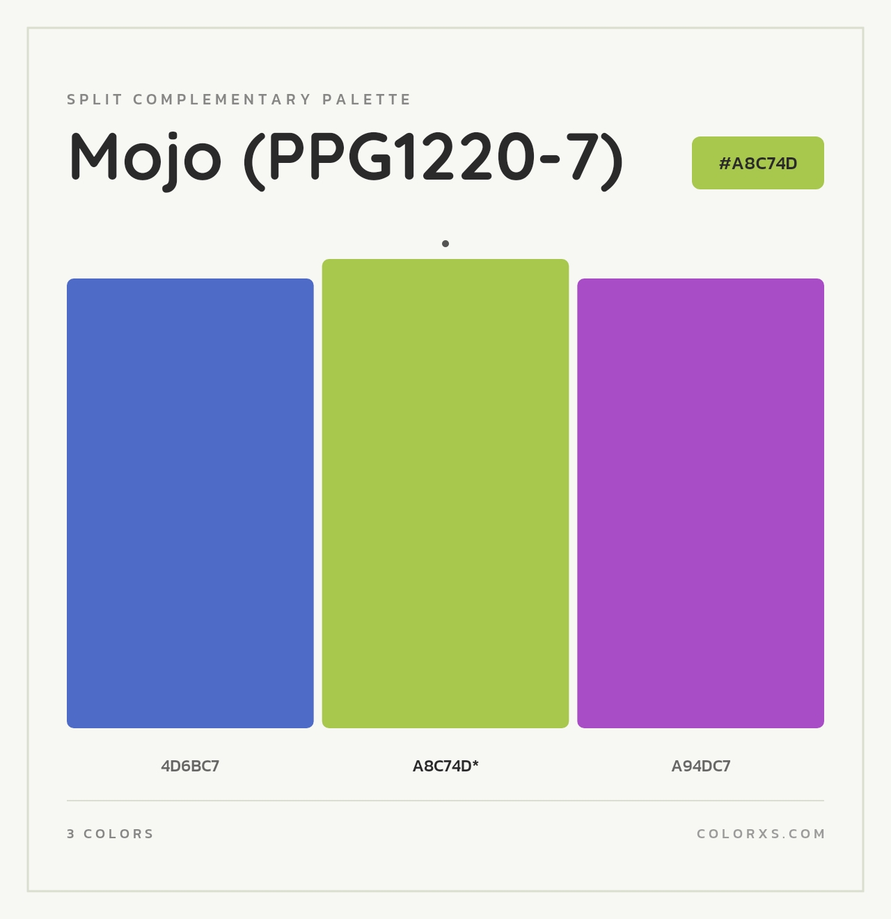 Mojo (PPG1220-7) - Split-Complementary Color Palette