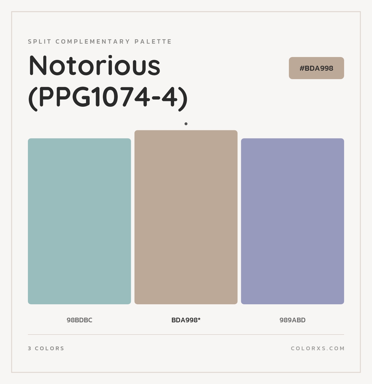 Notorious (PPG1074-4) - Split-Complementary Color Palette