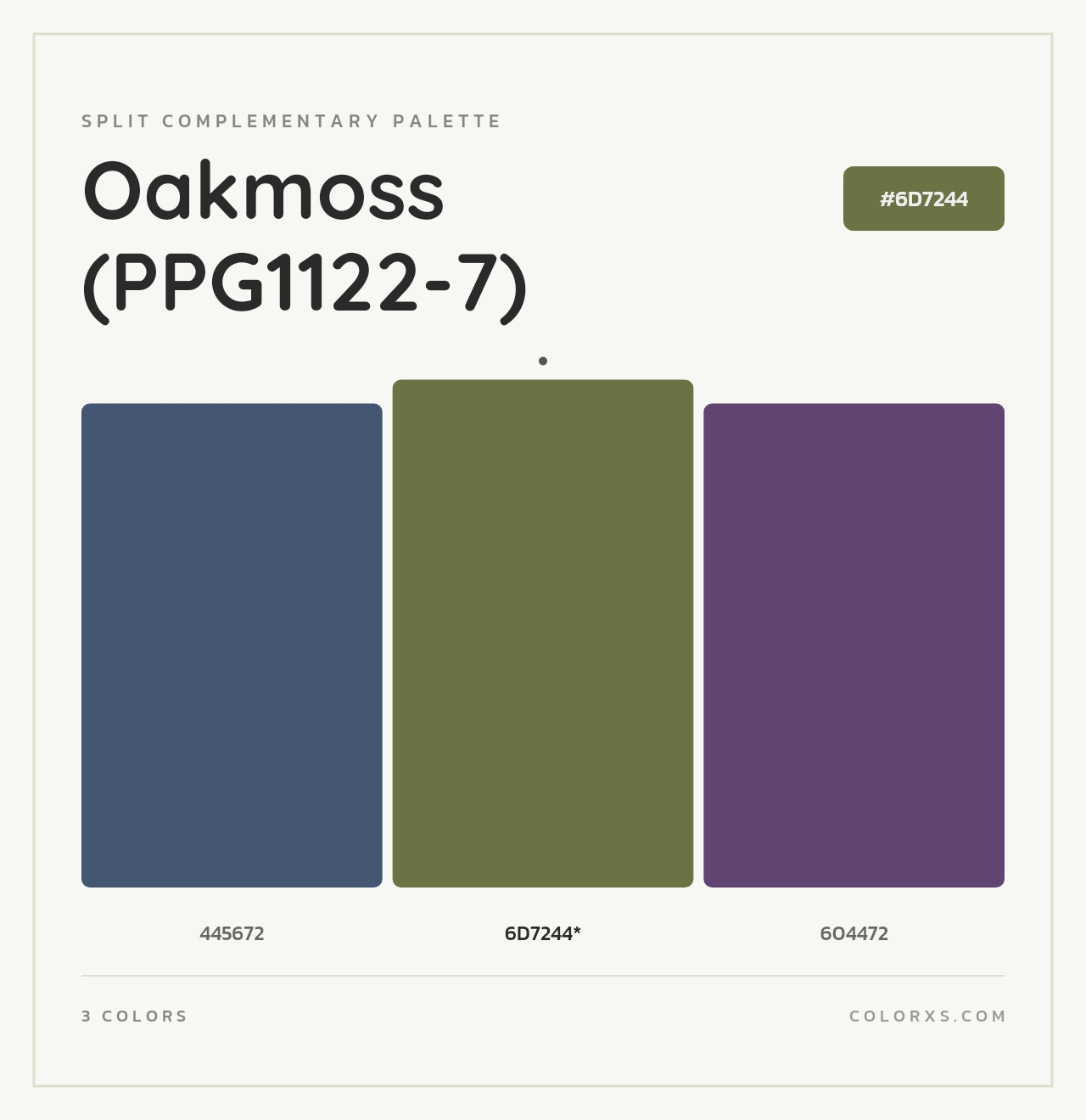 Oakmoss (PPG1122-7) - Split-Complementary Color Palette