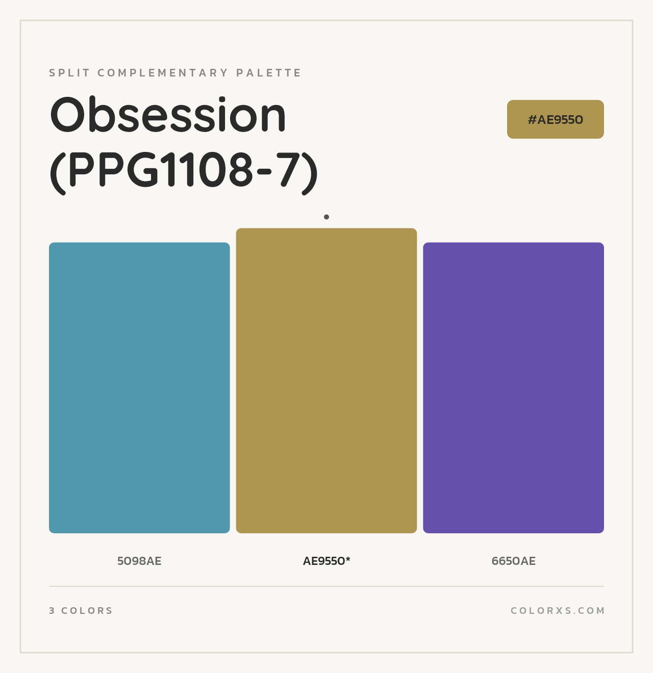 Obsession (PPG1108-7) - Split-Complementary Color Palette
