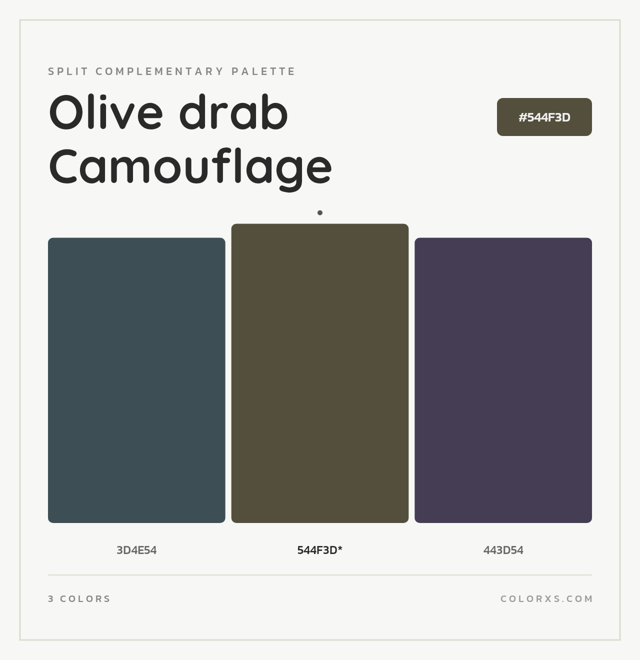 Olive drab Camouflage - Split-Complementary Color Palette