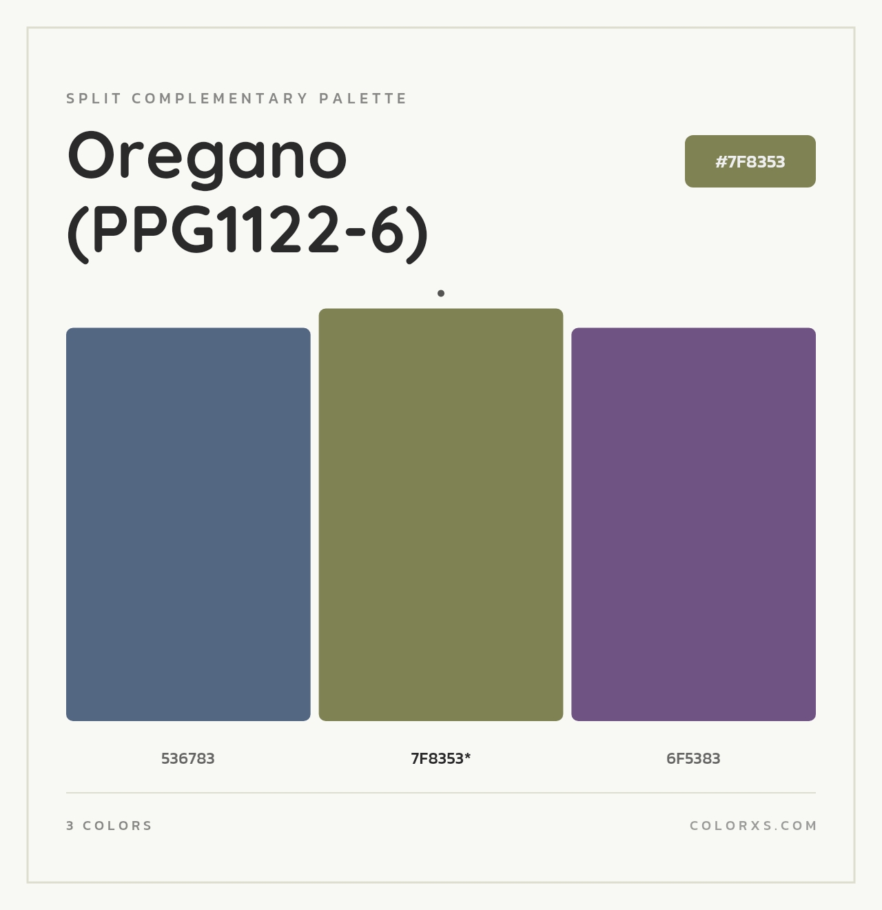 Oregano (PPG1122-6) - Split-Complementary Color Palette