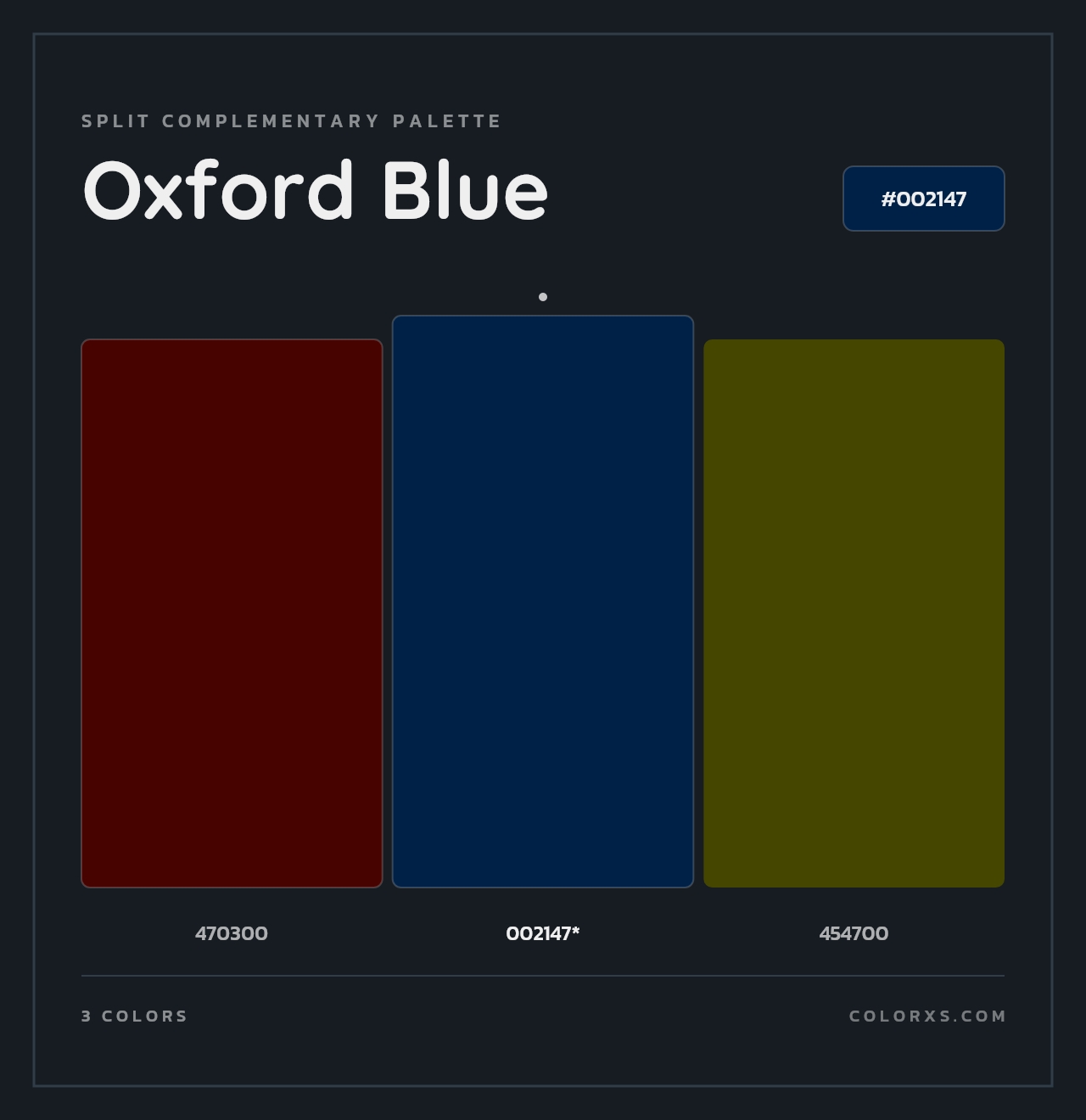 Oxford Blue - Split-Complementary Color Palette