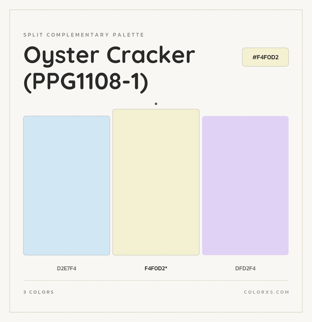 Oyster Cracker (PPG1108-1) - Split-Complementary Color Palette