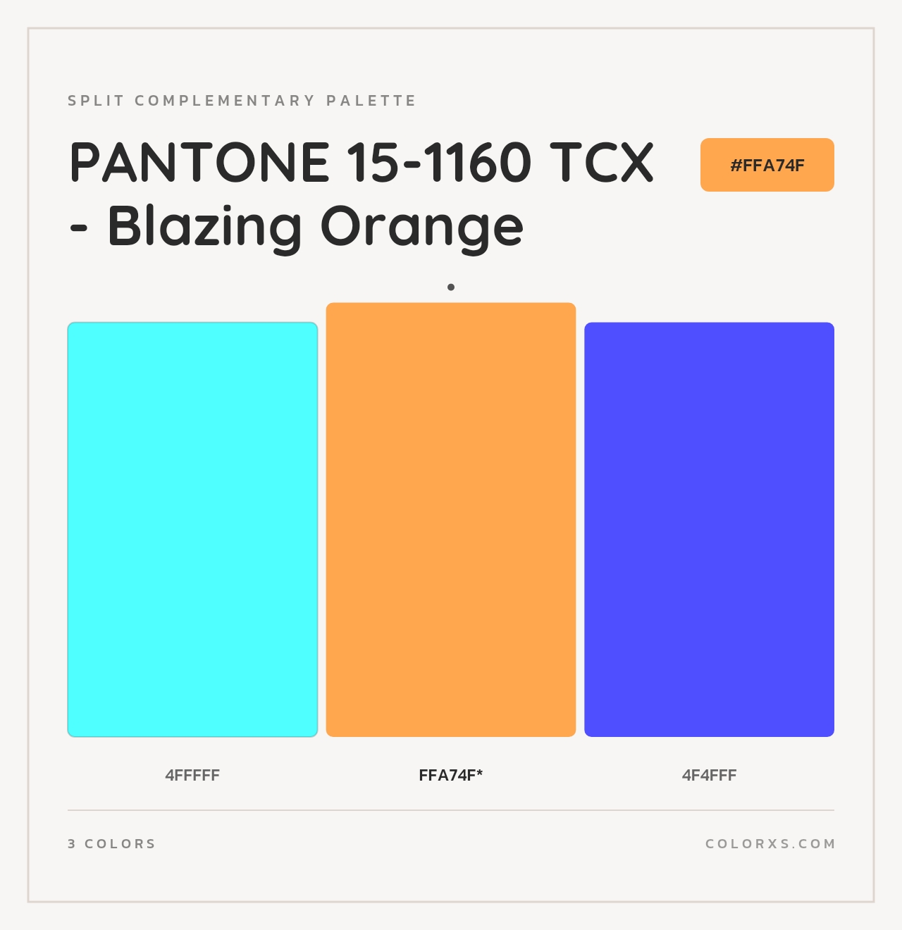 PANTONE 15-1160 TCX - Blazing Orange - Split-Complementary Color Palette