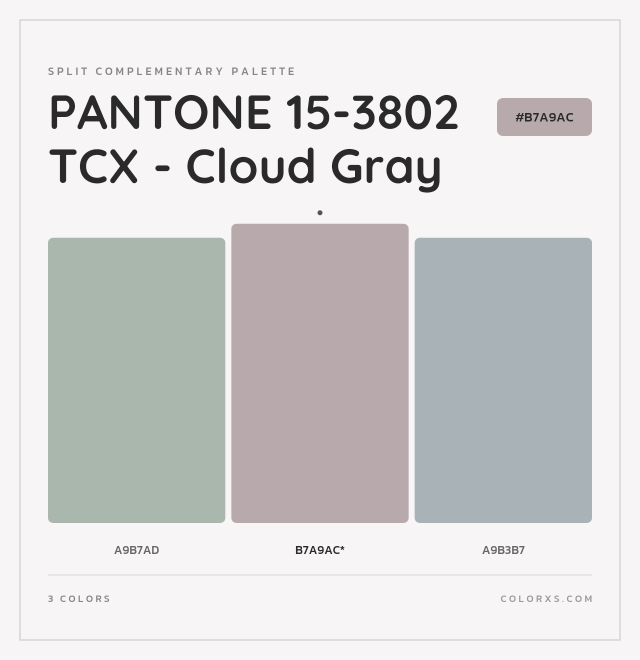 PANTONE 15-3802 TCX - Cloud Gray - Split-Complementary Color Palette
