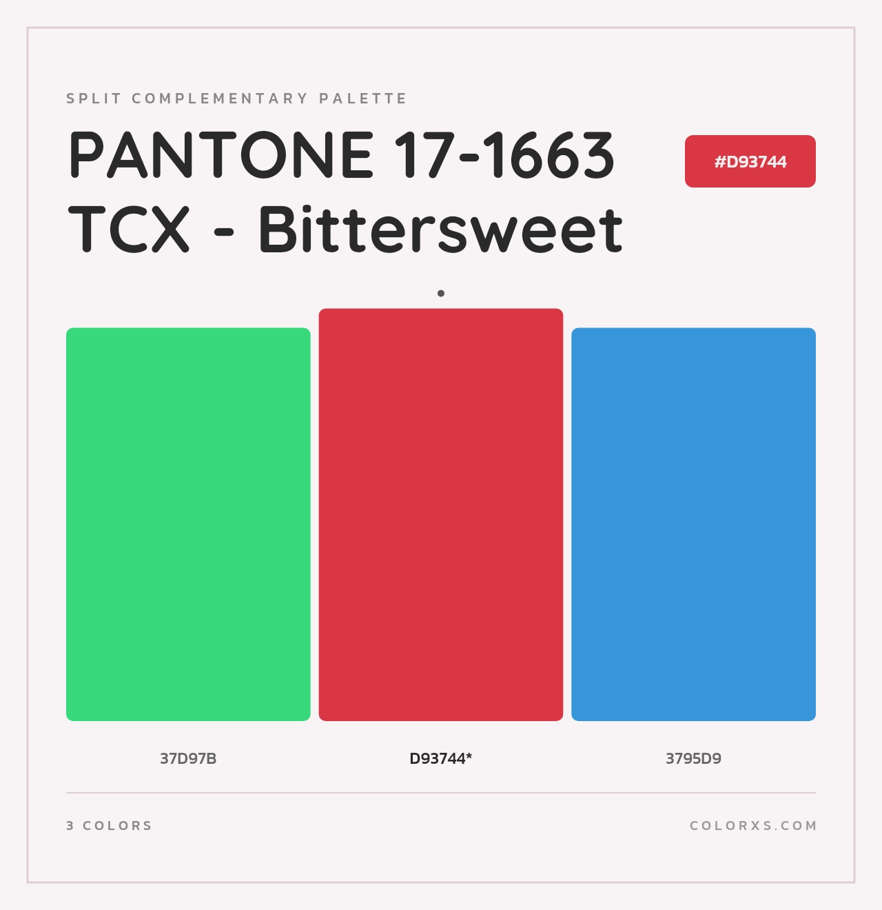 PANTONE 17-1663 TCX - Bittersweet - Split-Complementary Color Palette