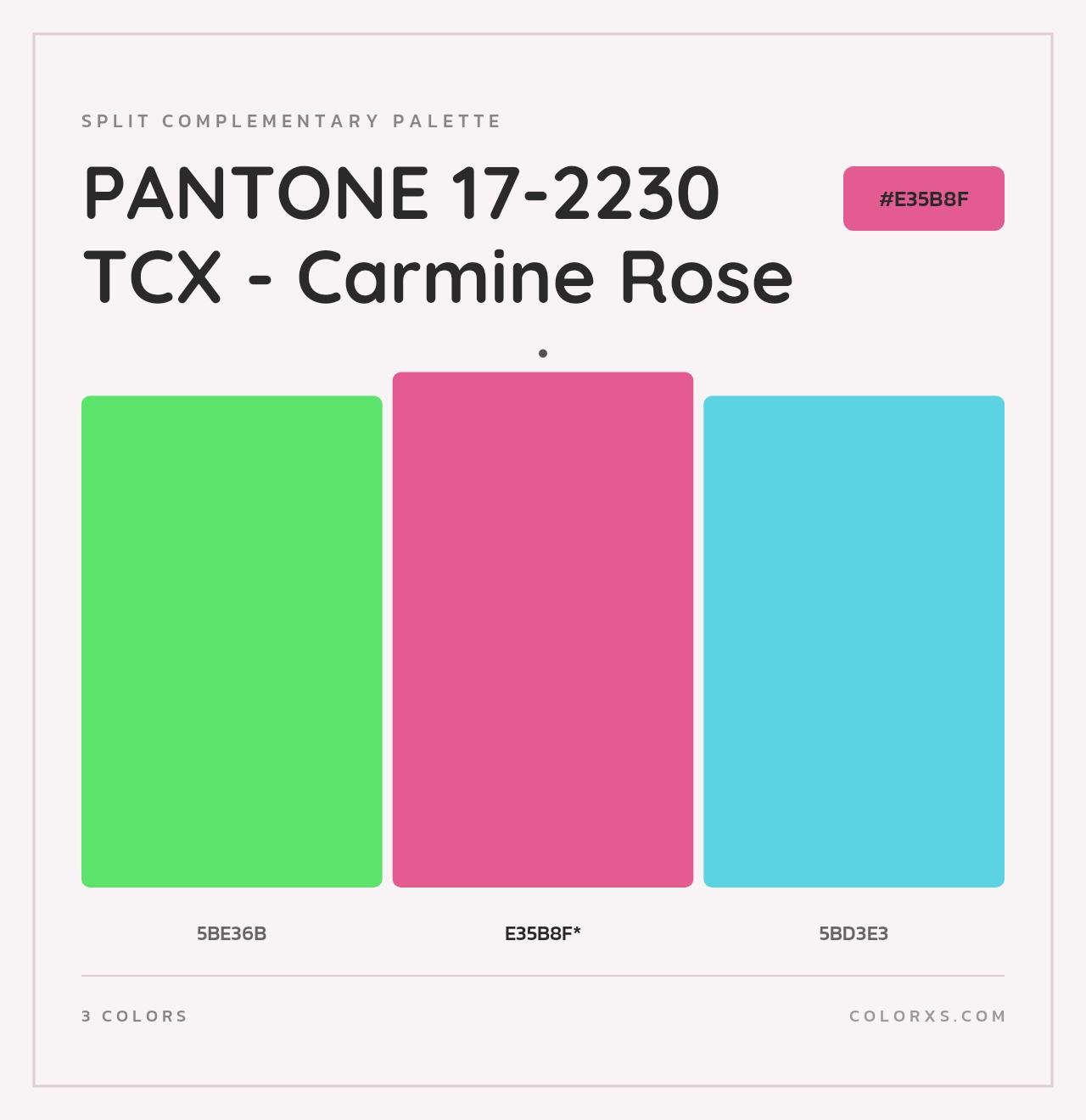 PANTONE 17-2230 TCX - Carmine Rose - Split-Complementary Color Palette
