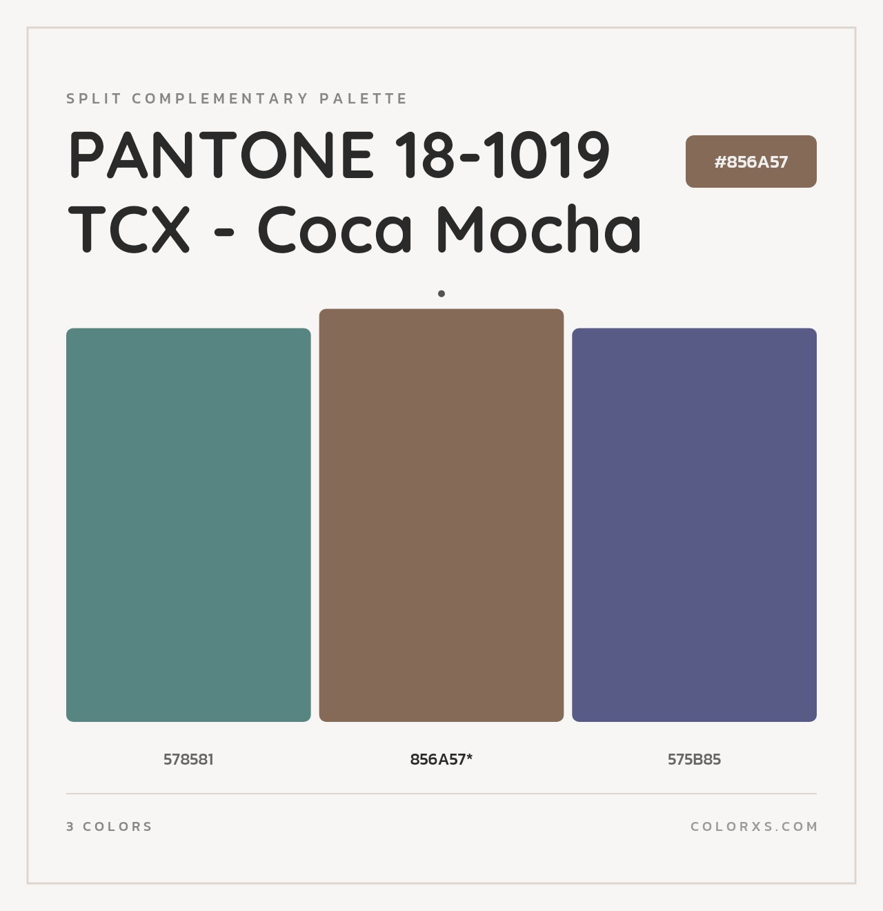 PANTONE 18-1019 TCX - Coca Mocha - Split-Complementary Color Palette