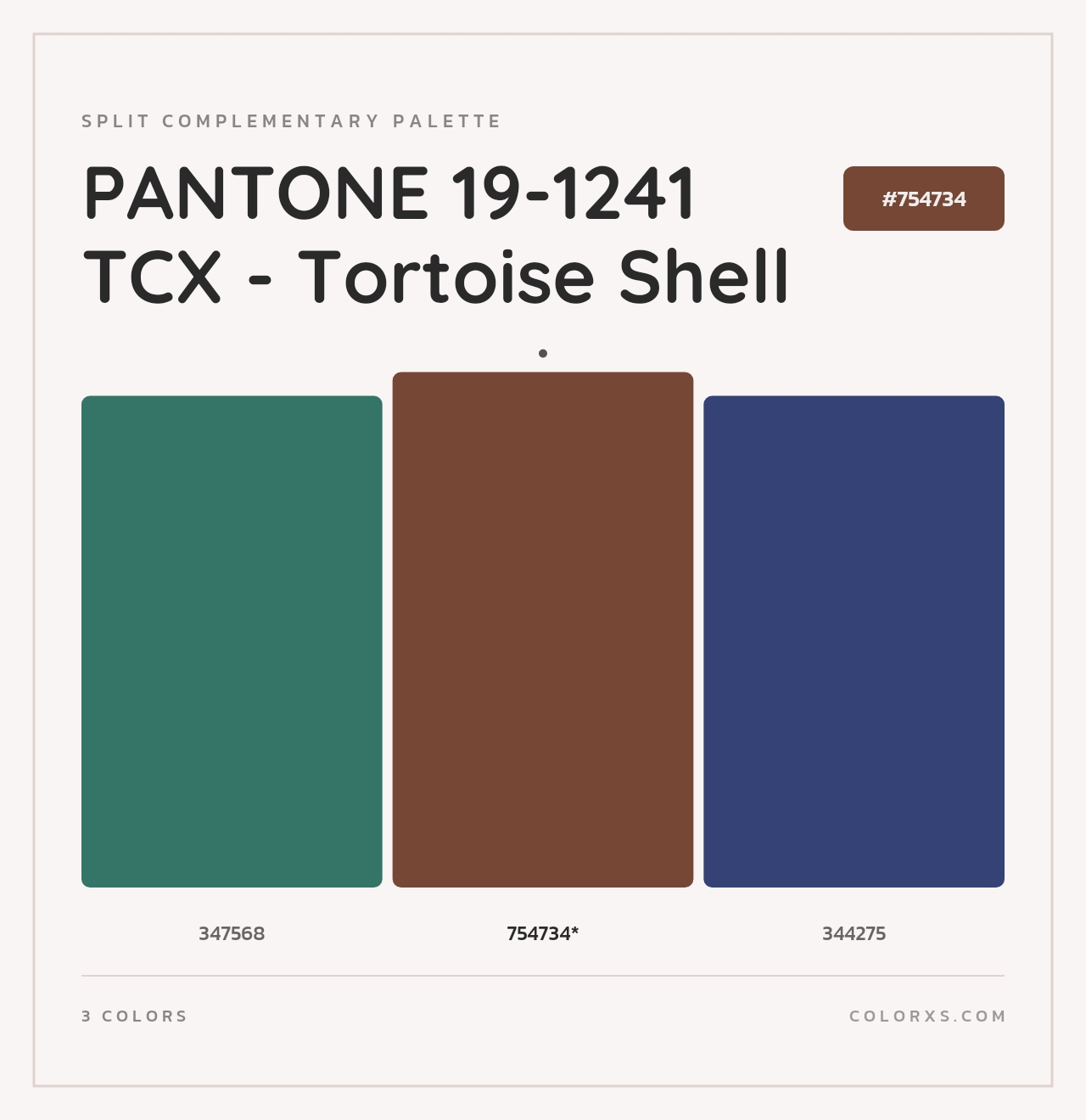 PANTONE 19-1241 TCX - Tortoise Shell - Split-Complementary Color Palette