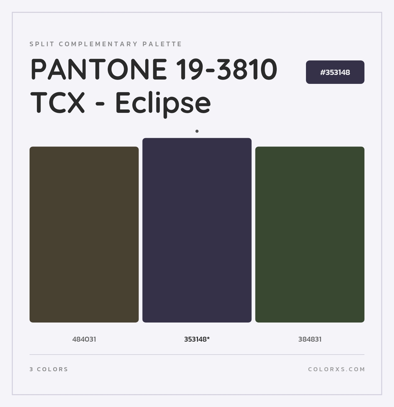 PANTONE 19-3810 TCX - Eclipse - Split-Complementary Color Palette