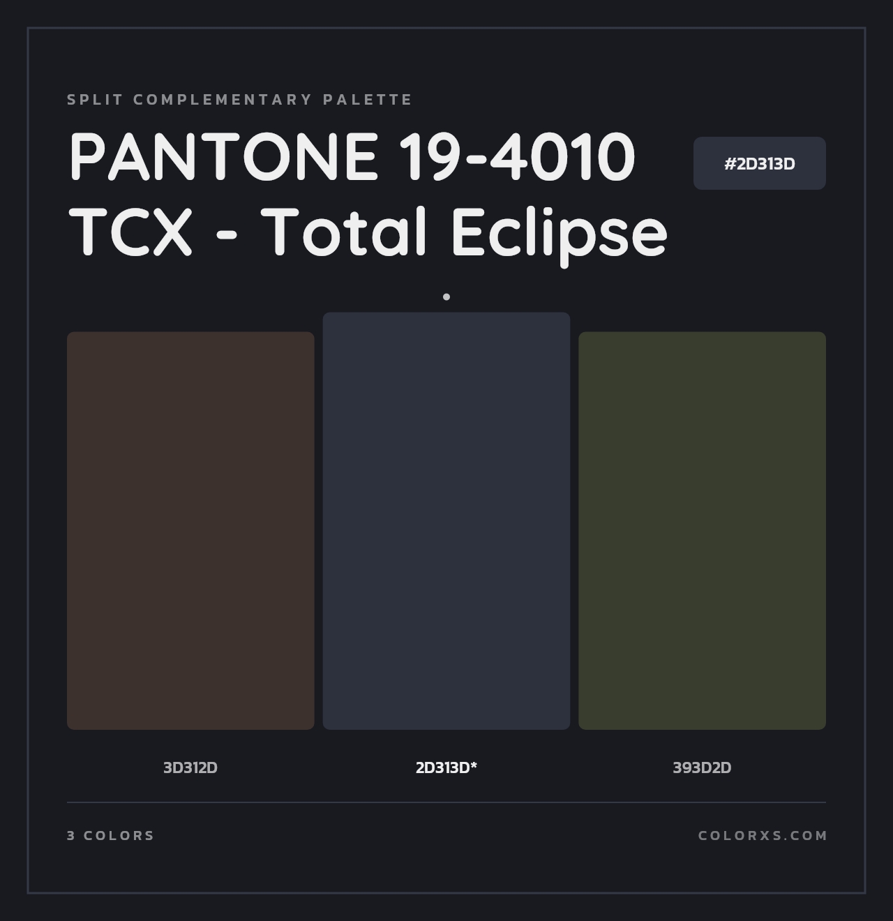 PANTONE 19-4010 TCX - Total Eclipse - Split-Complementary Color Palette