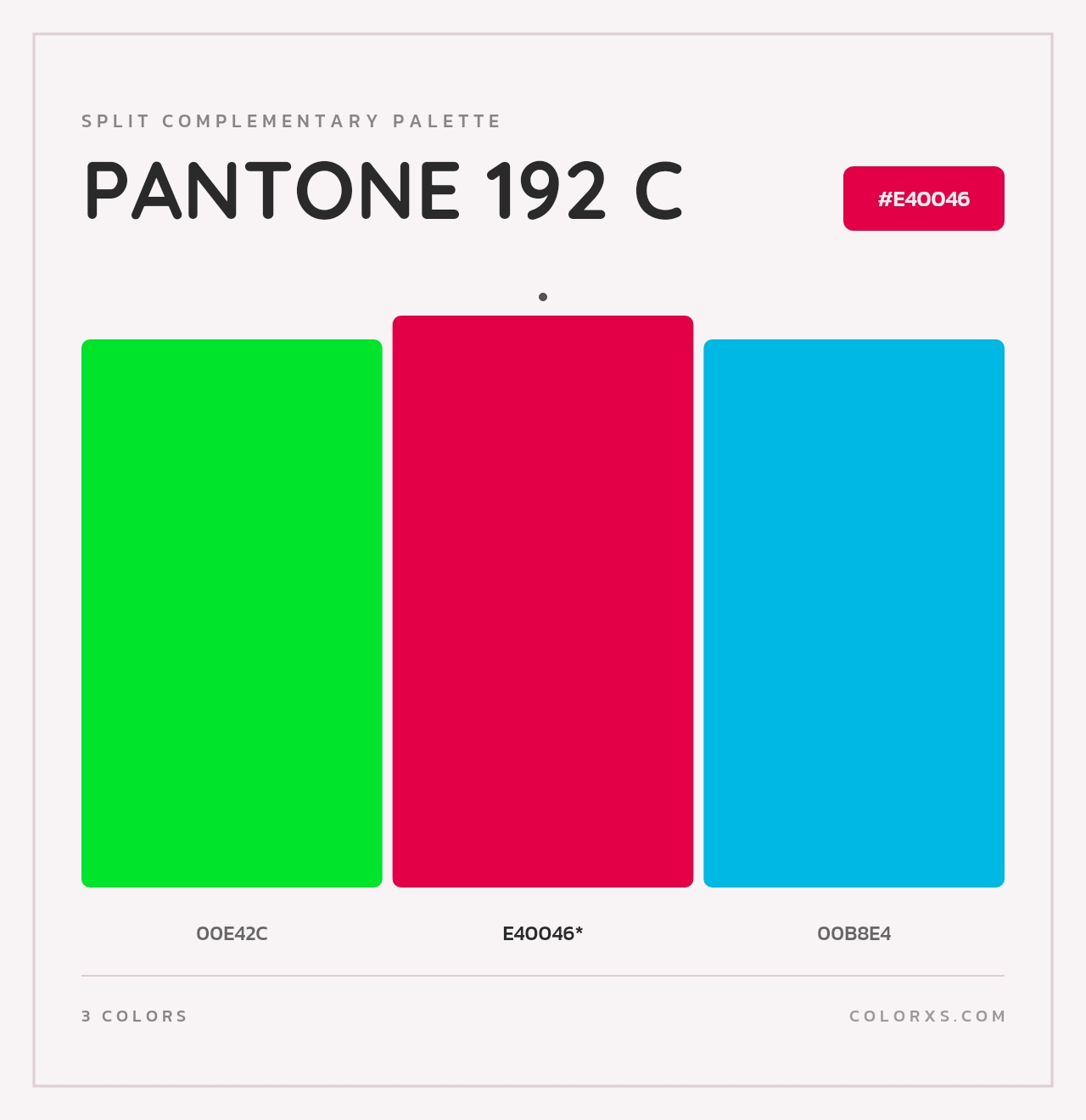 PANTONE 192 C - Split-Complementary Color Palette