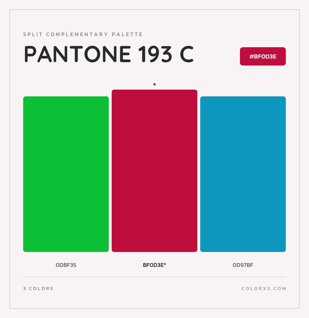 PANTONE 193 C - Split-Complementary Color Palette