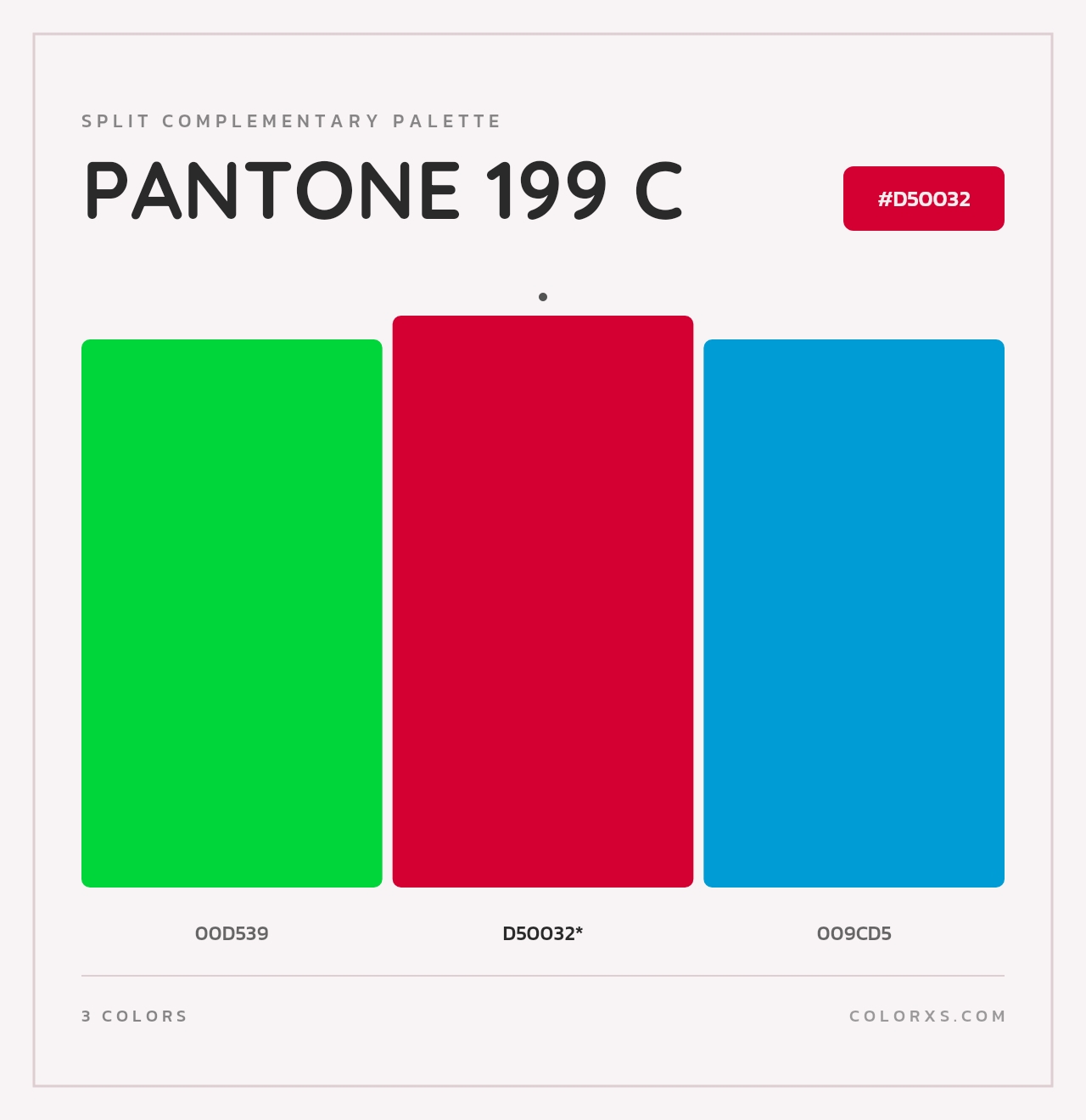 PANTONE 199 C - Split-Complementary Color Palette