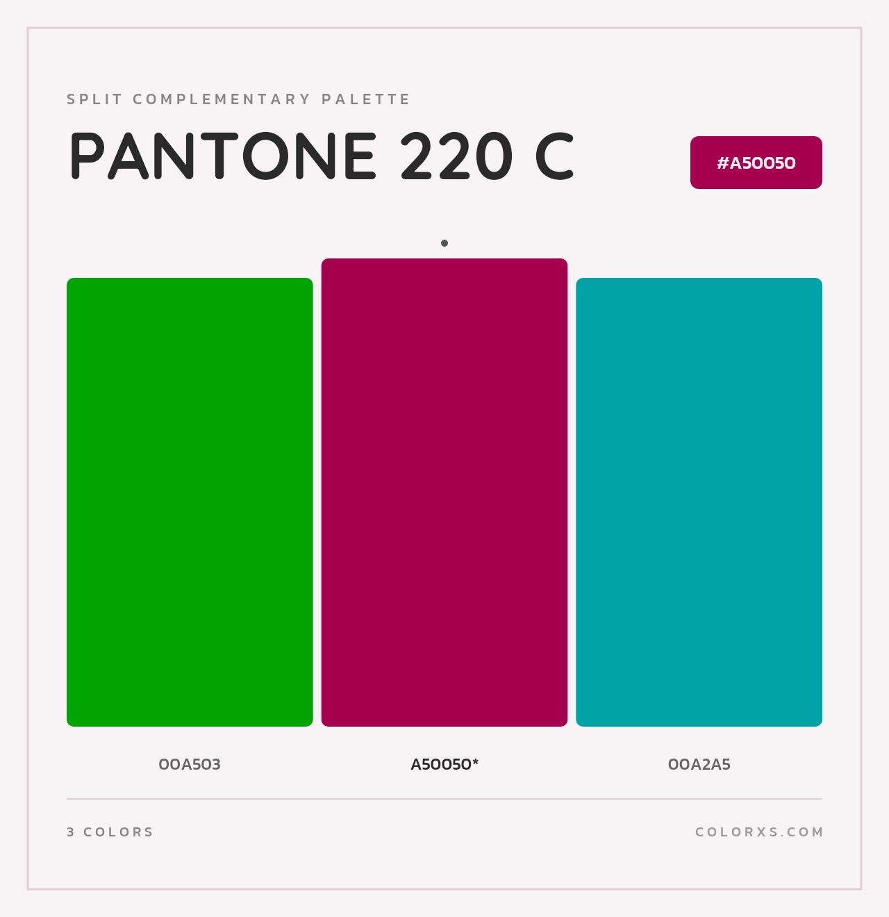 PANTONE 220 C - Split-Complementary Color Palette