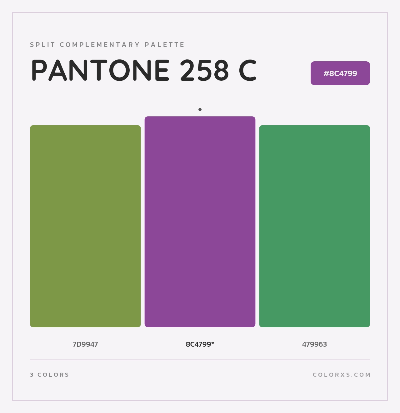 PANTONE 258 C - Split-Complementary Color Palette