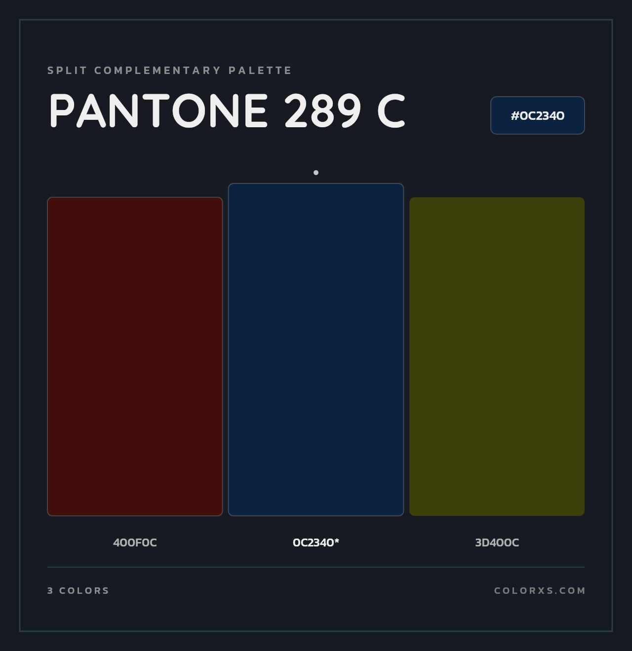 PANTONE 289 C - Split-Complementary Color Palette