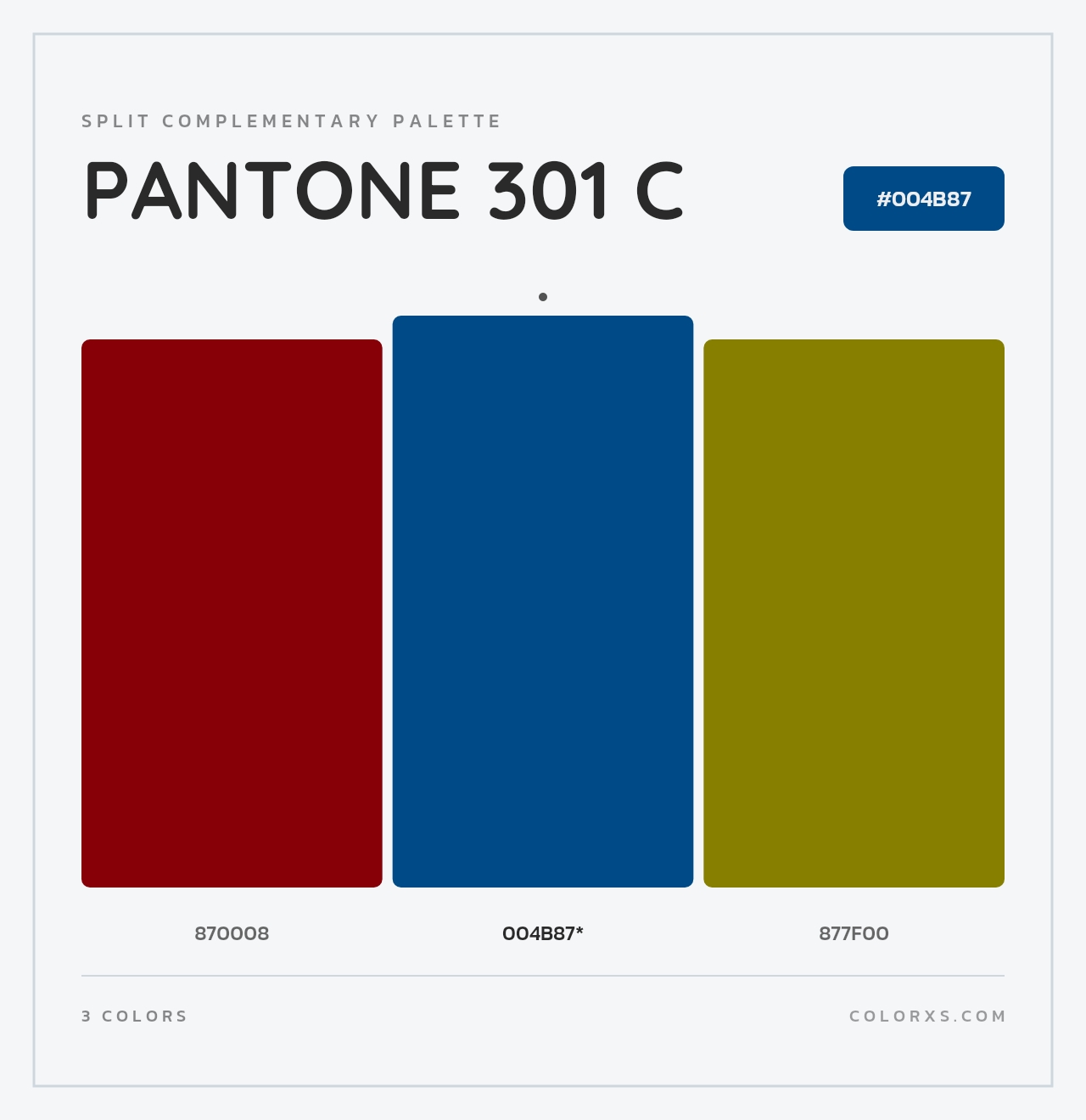PANTONE 301 C - Split-Complementary Color Palette