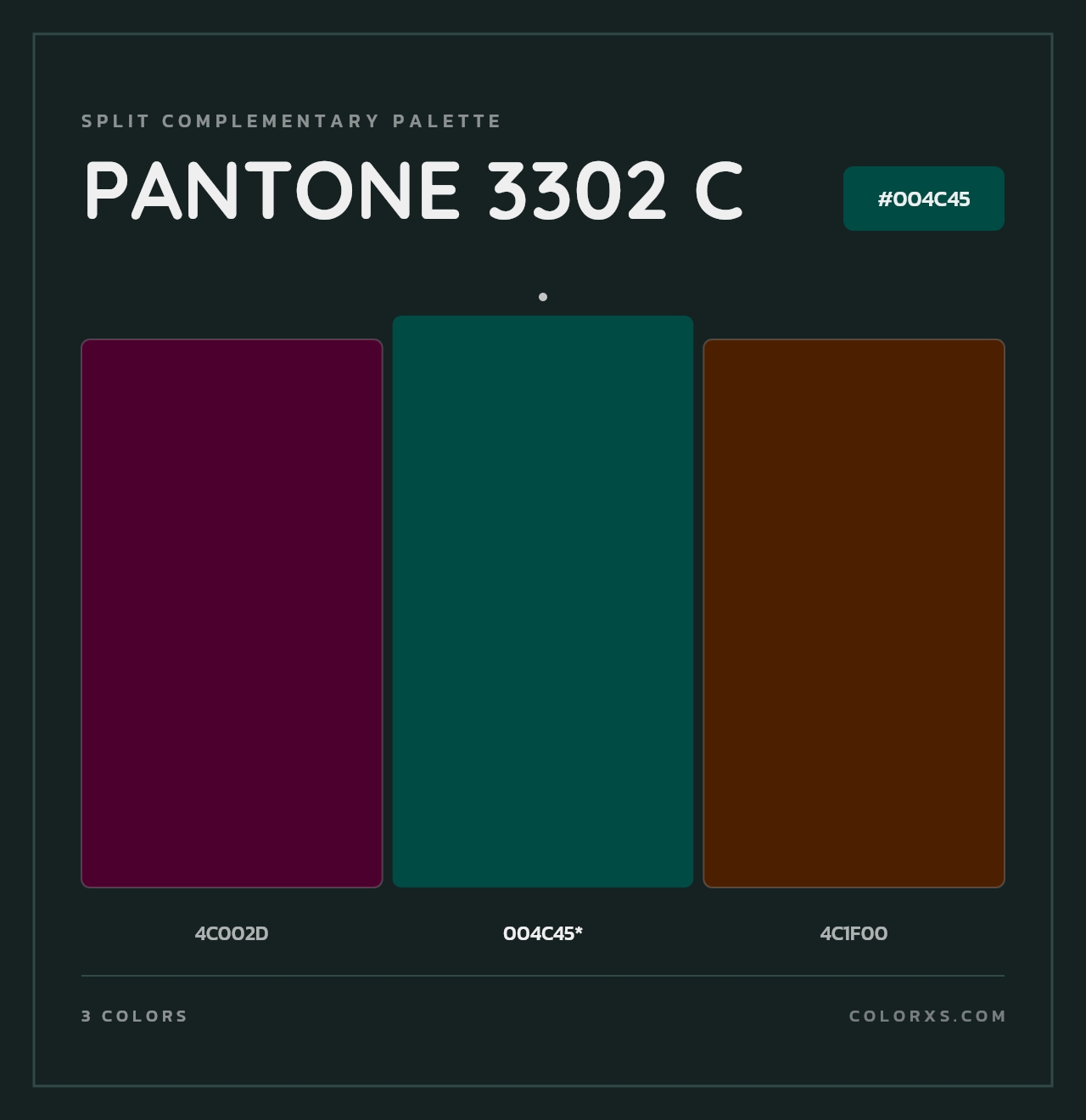 PANTONE 3302 C - Split-Complementary Color Palette