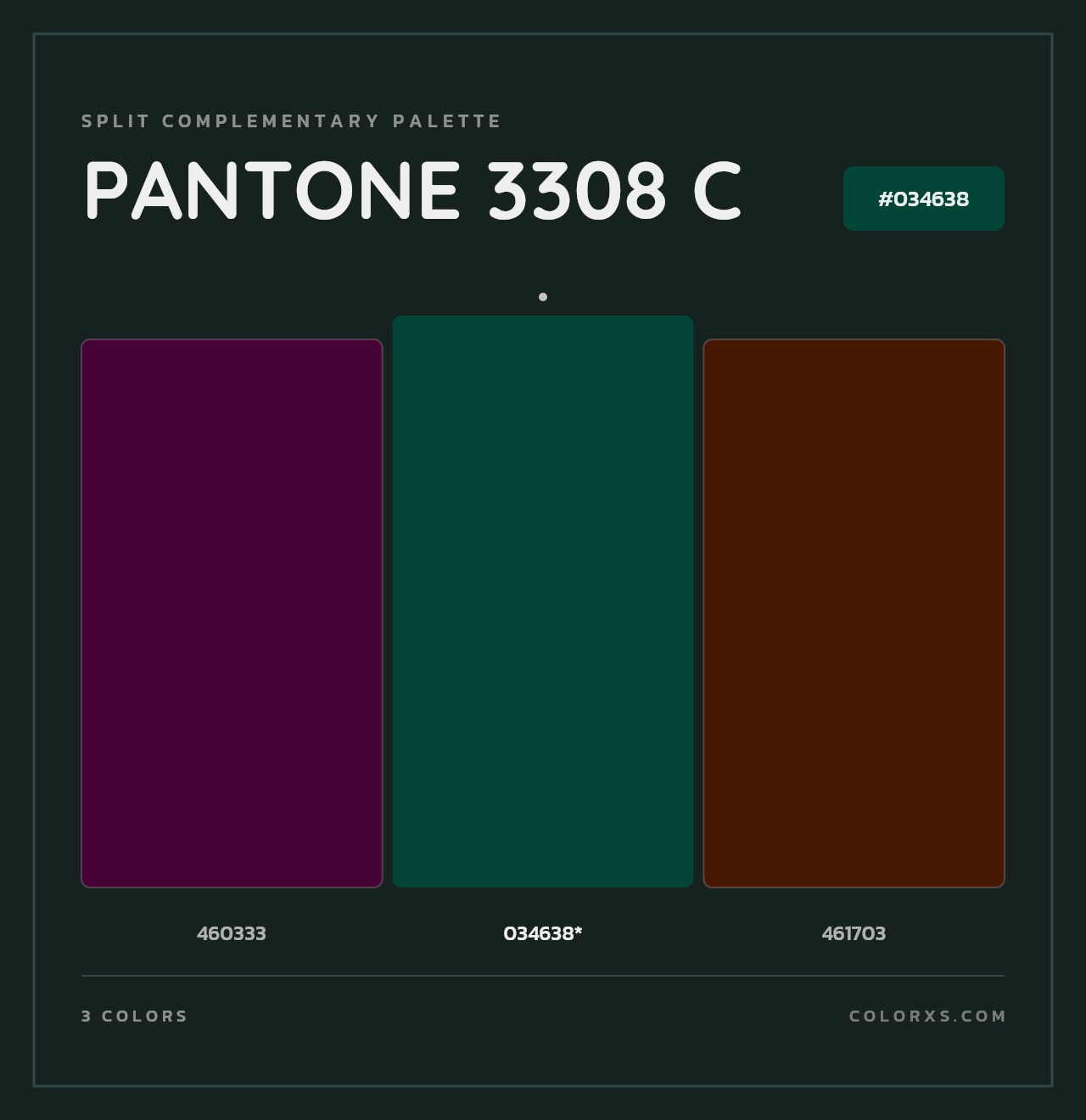 PANTONE 3308 C - Split-Complementary Color Palette