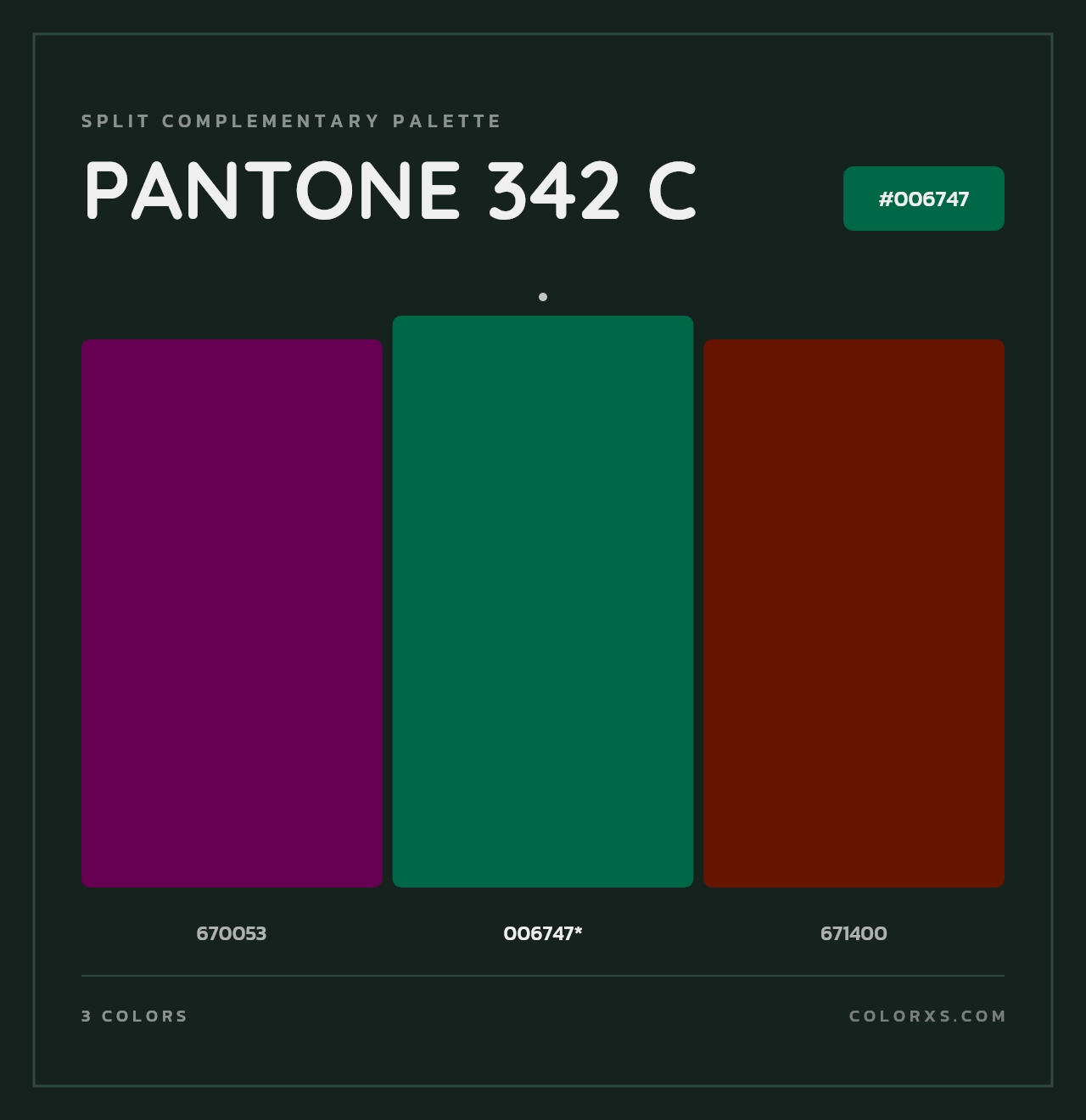 PANTONE 342 C - Split-Complementary Color Palette